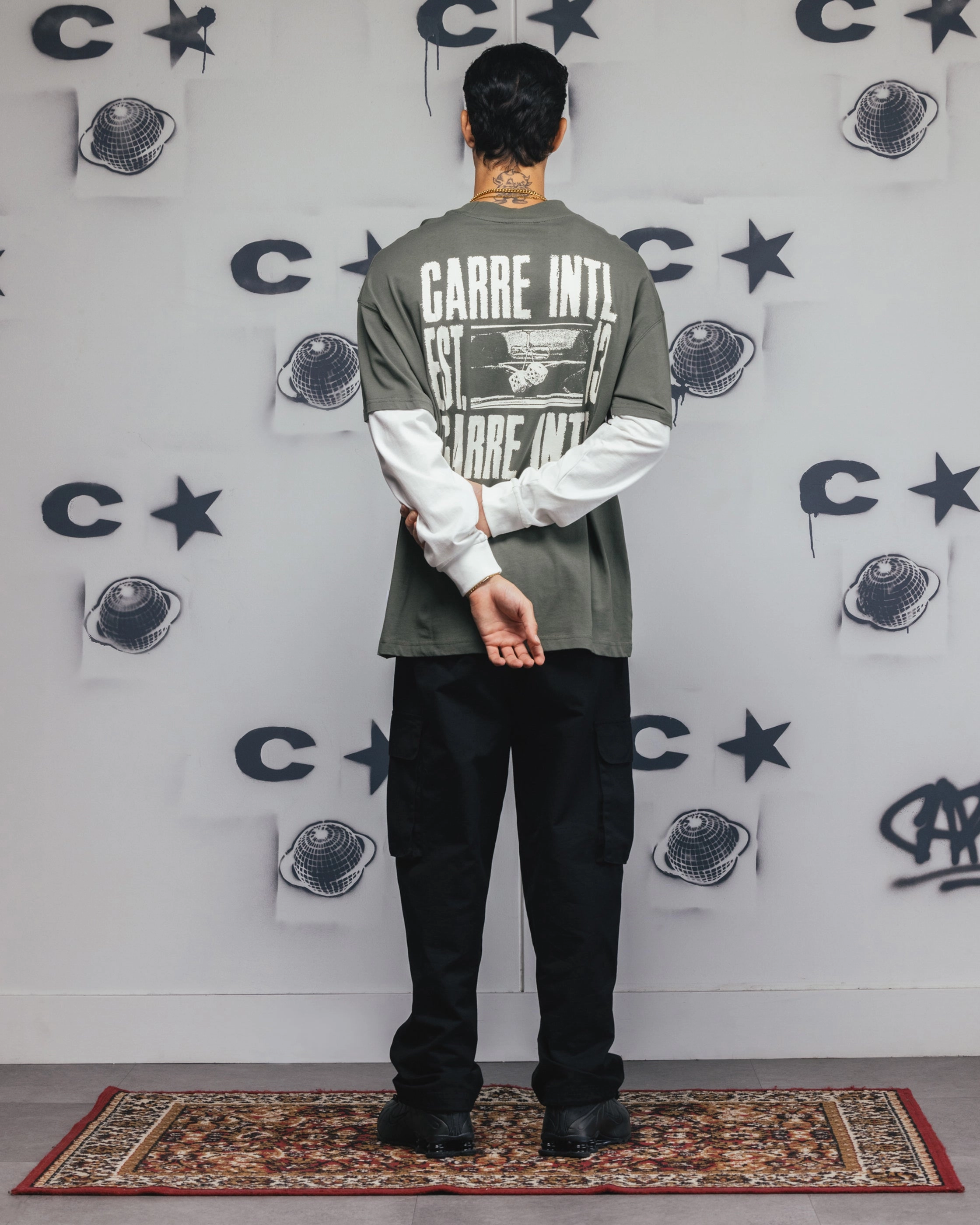 Carre Rear Vision Long Sleeve T-Shirt Green/White Striped modernity