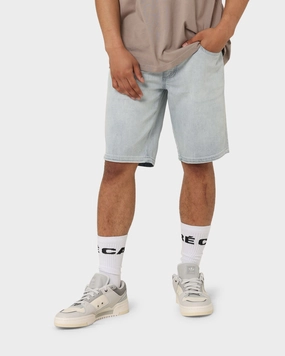 Carre Relache Denim Shorts Light Blue Cargo Pockets