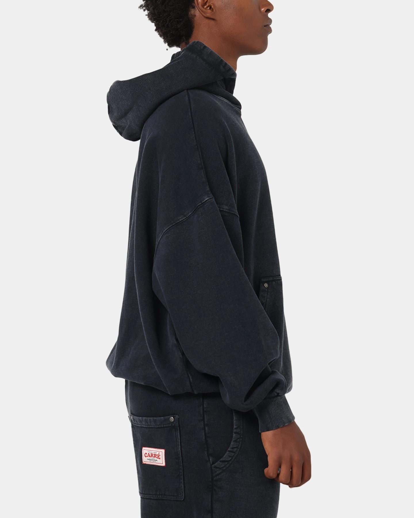Carre Rivet Hoodie Charcoal Low Profile