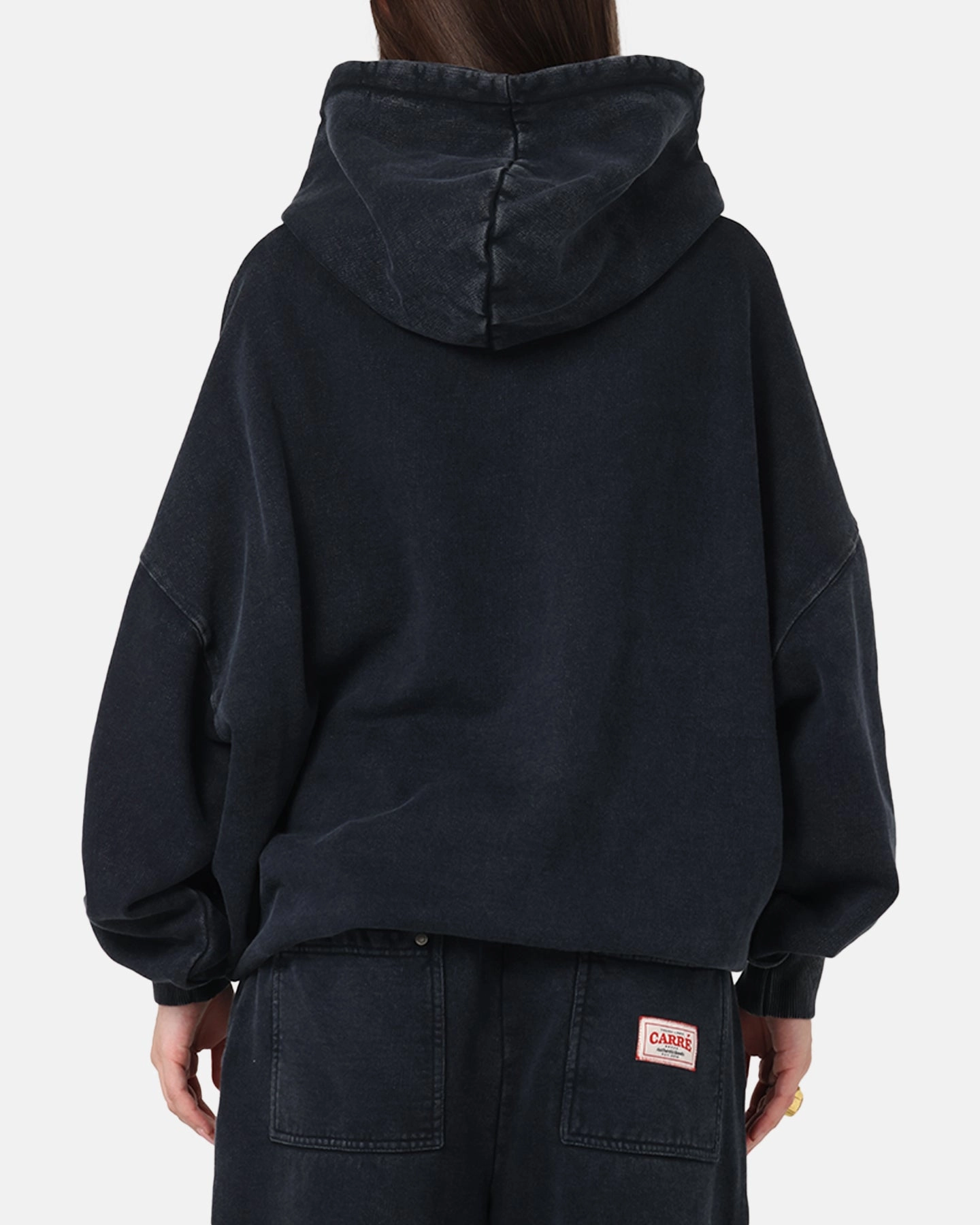 FleeceBacking Classic Style Carre Rivet Hoodie Charcoal