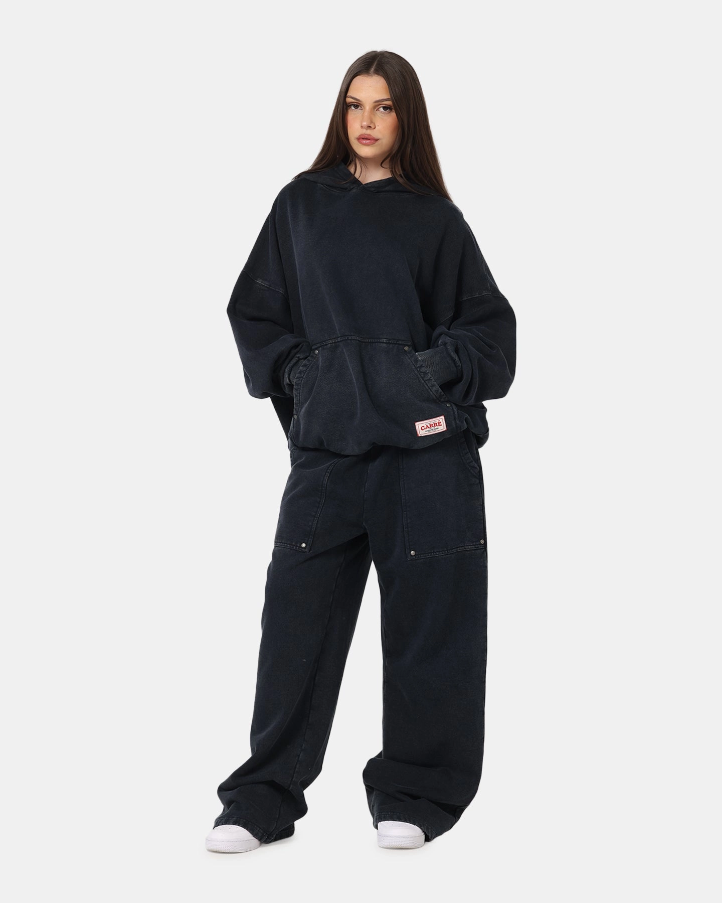 suitable for solo travel Carre Rivet Hoodie Charcoal