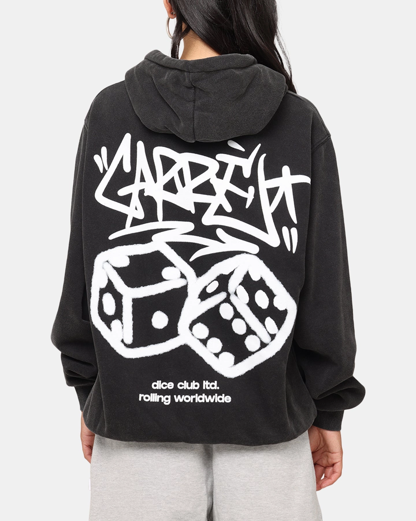 Sporty Design Carre Rolling Worldwide Hoodie Vintage Black