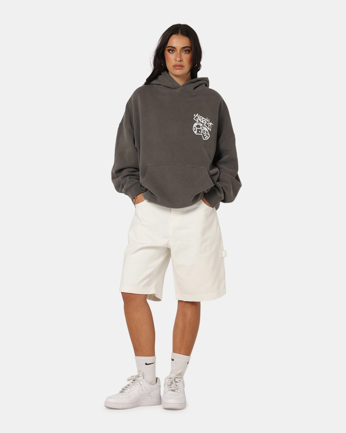 Carre Rolling Worldwide Hoodie Washed Charcoal Heavy Duty Hardware Lip-gloss