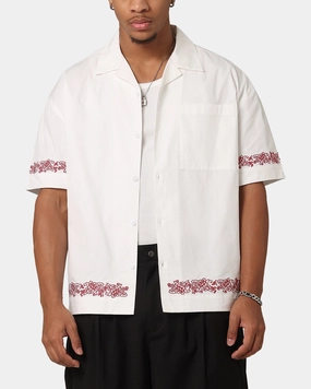 natural fiber Winter Comfort Carre Rose Bowl Button Up Shirt Off White