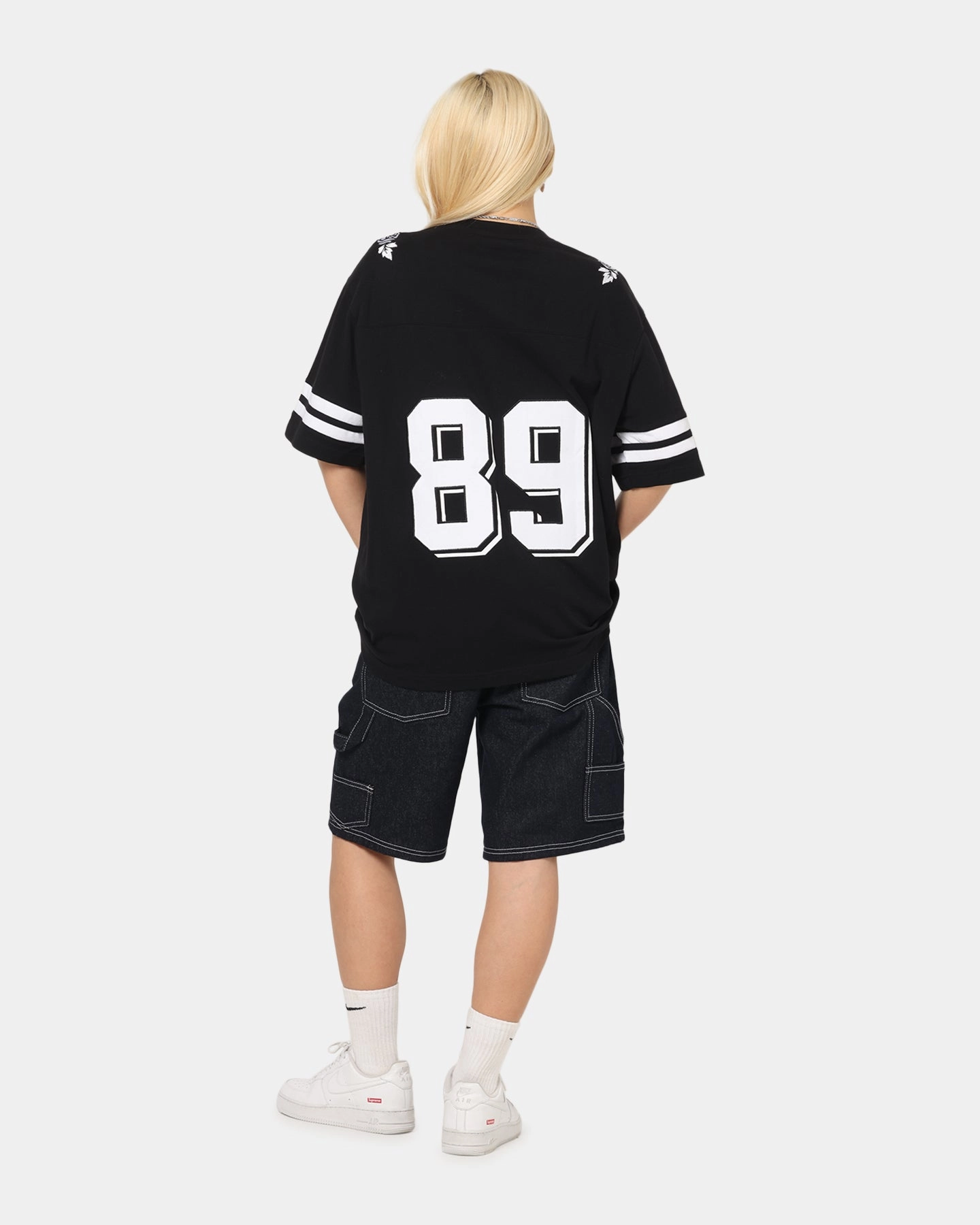 Carre Rose Bowl Football T-Shirt Black/White No Slip Shoulder Design