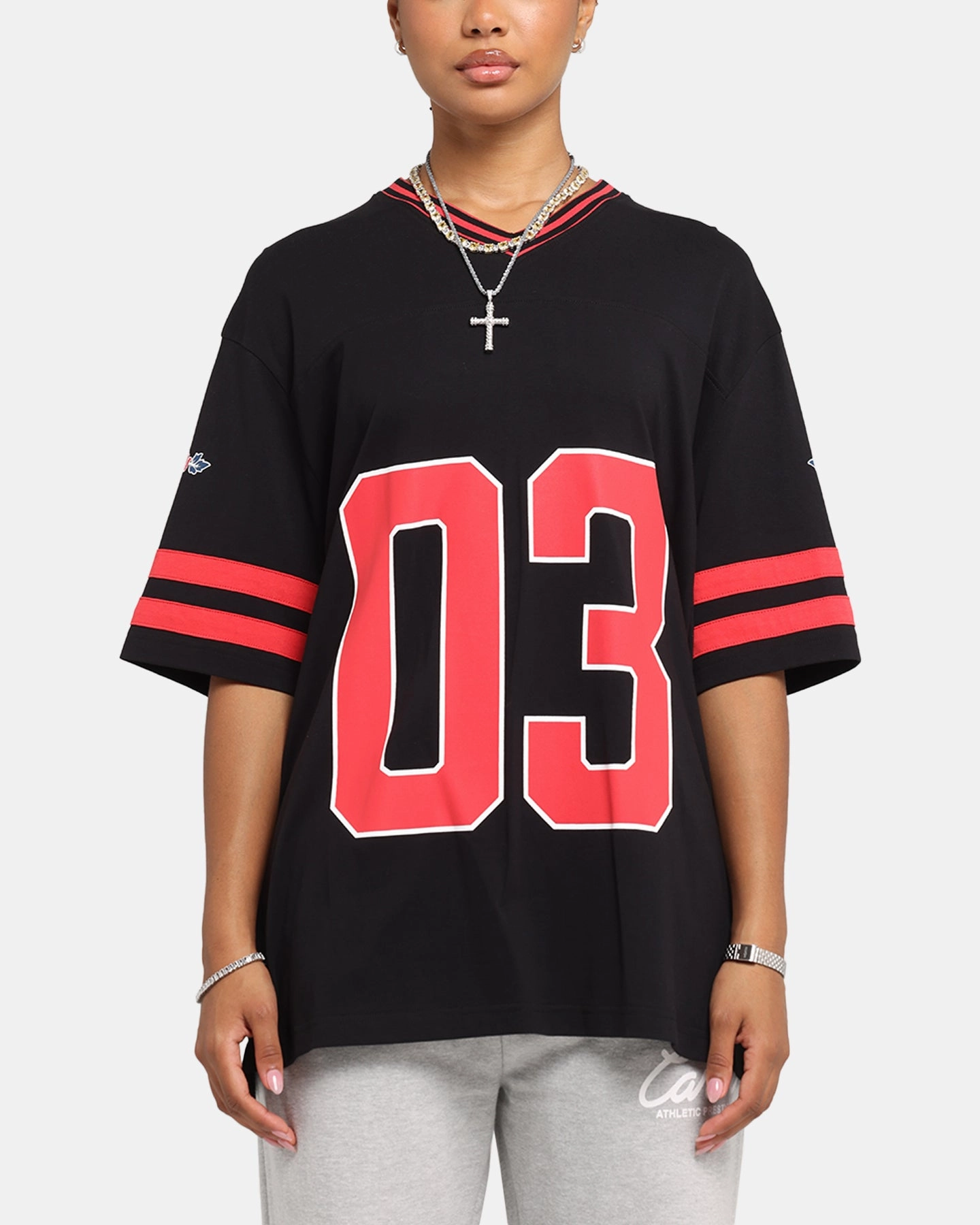 Chill Style City Smart Look Carre Rose Football T-Shirt Black/Red
