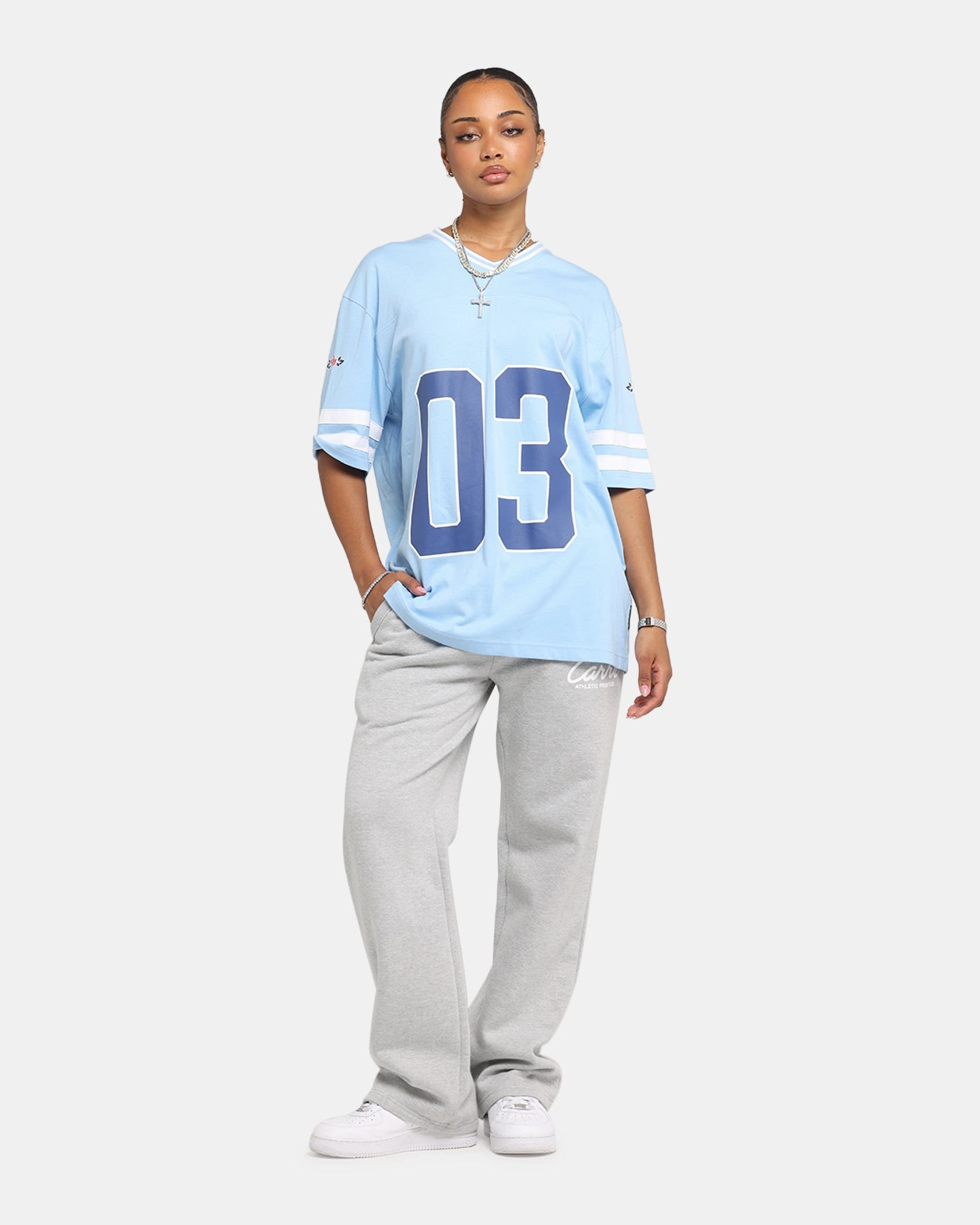 Carre Rose Football T-Shirt Light Blue Day-to-Day Comfort Versatile Piece