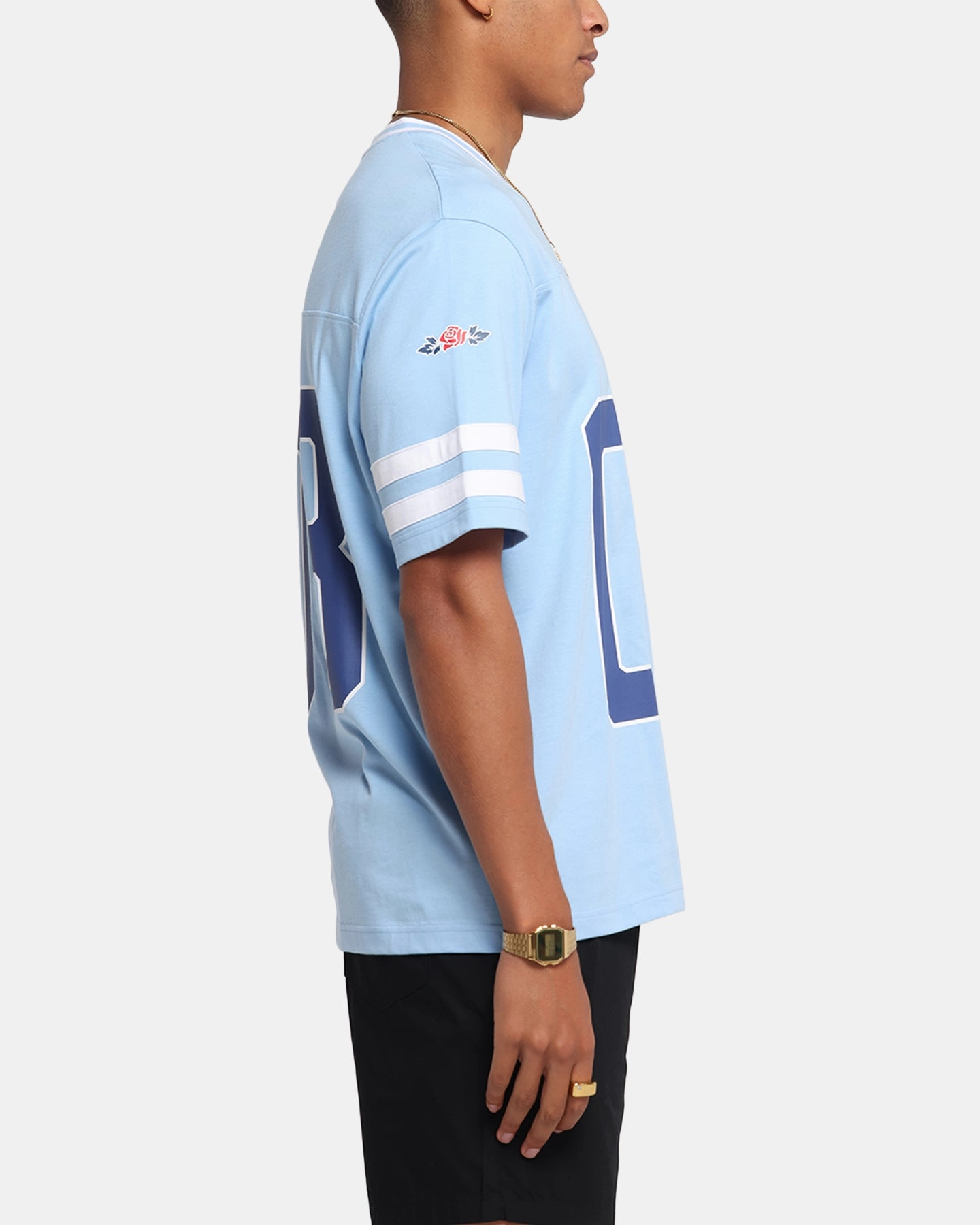 AntiPillingTreatment crew neck Carre Rose Football T-Shirt Light Blue