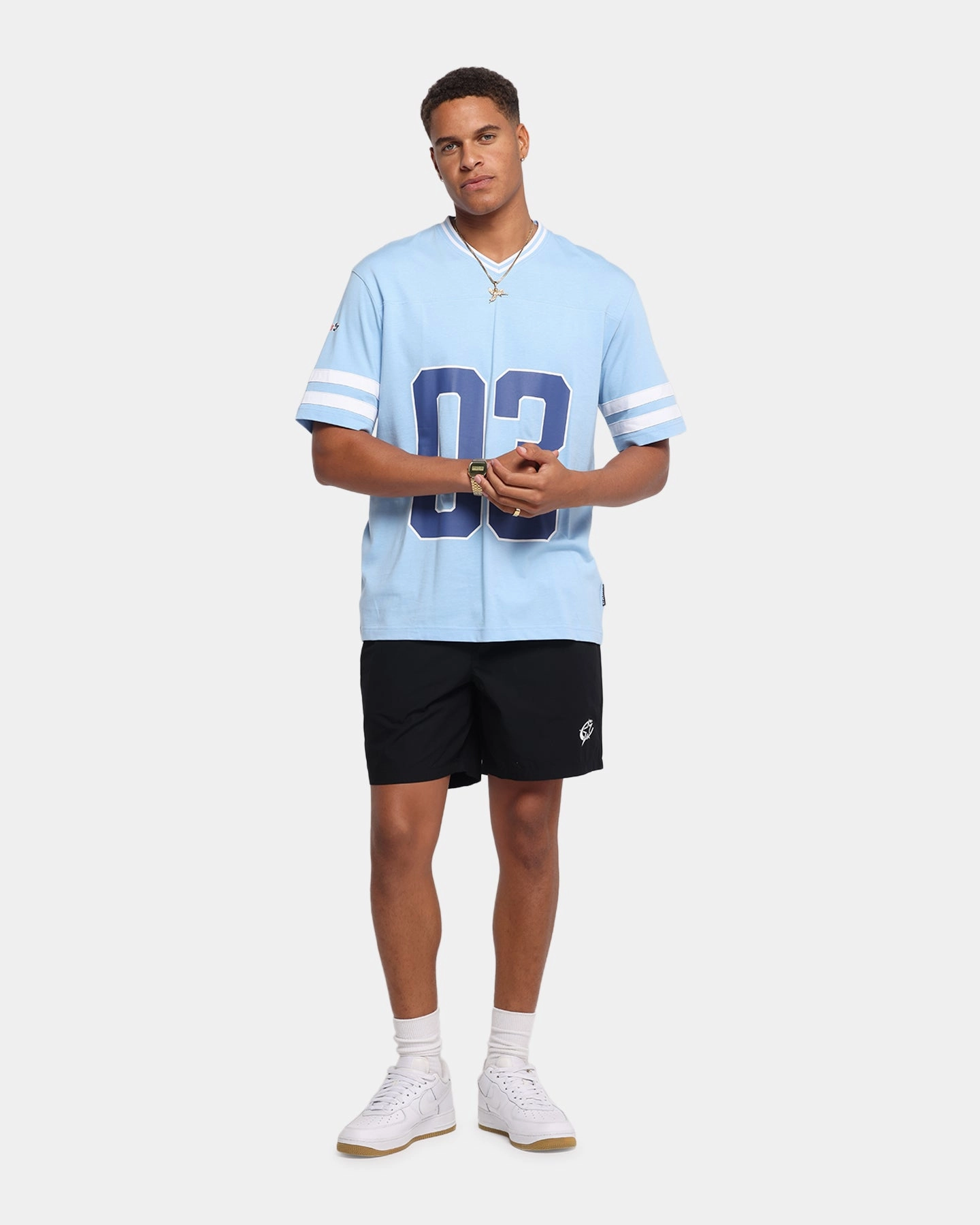 Carre Rose Football T-Shirt Light Blue Floral Print