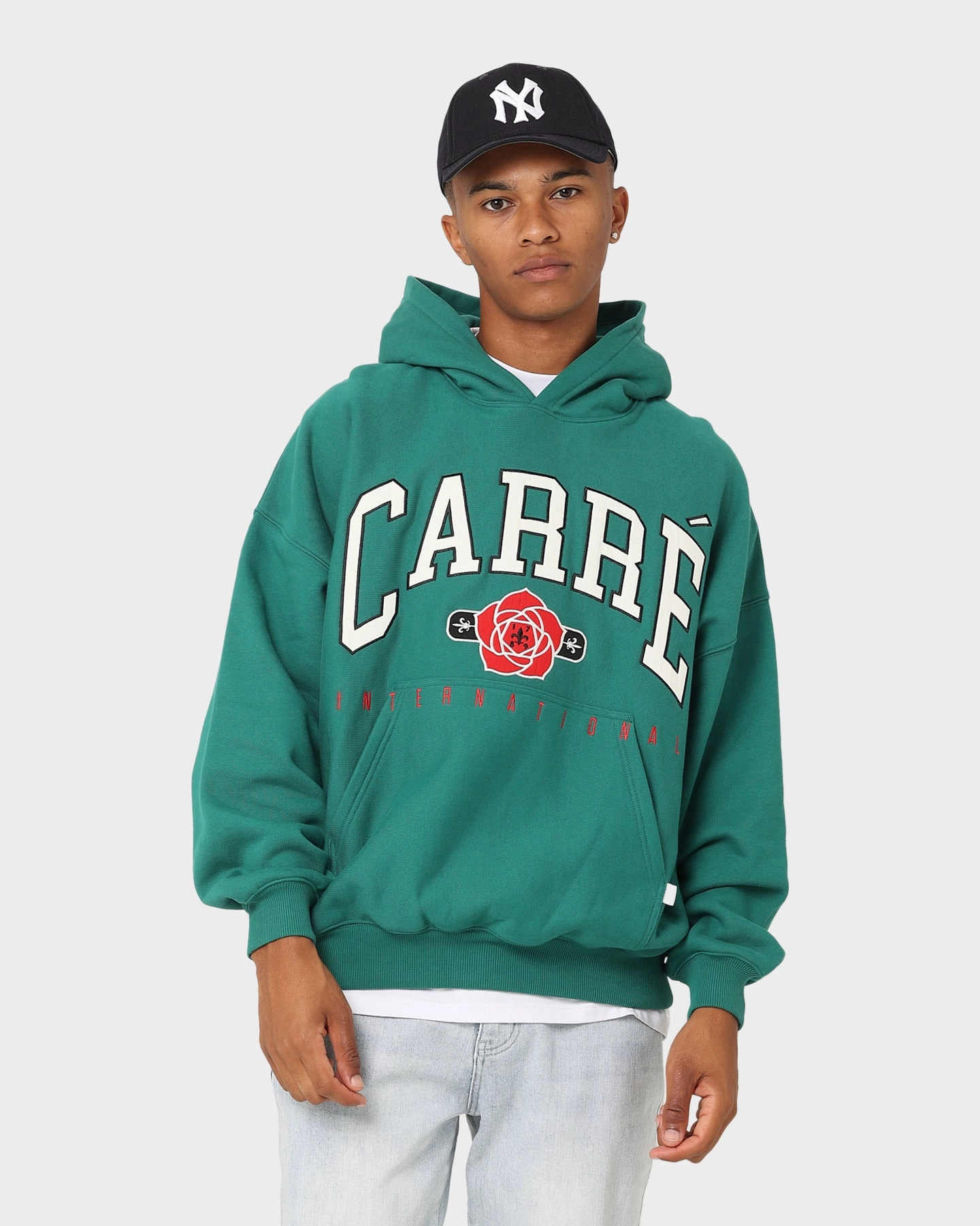 Winter Weather Protection Ventilated Back Carre Rose International Oversized Hoodie Dark Teal