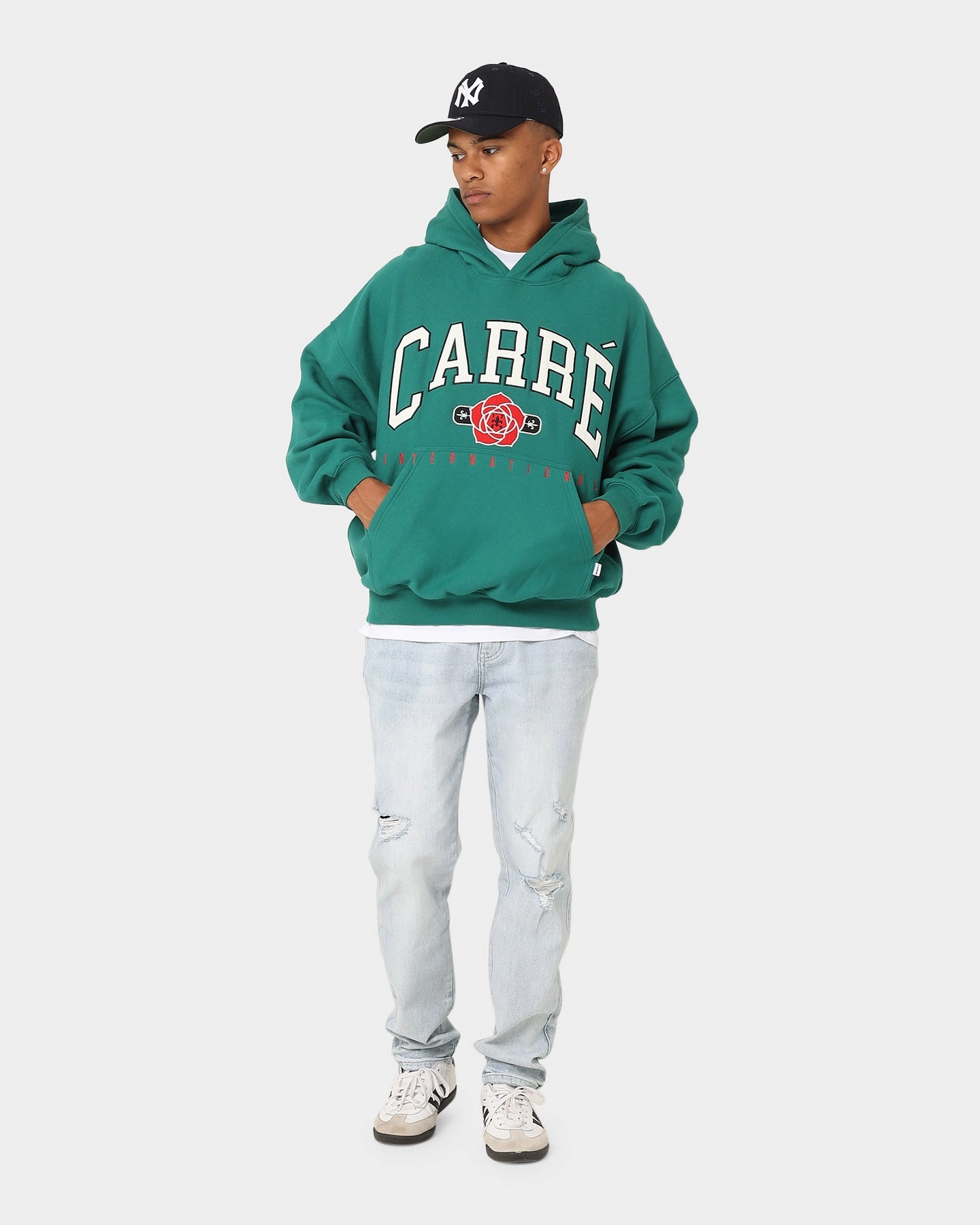 Carre Rose International Oversized Hoodie Dark Teal Floss