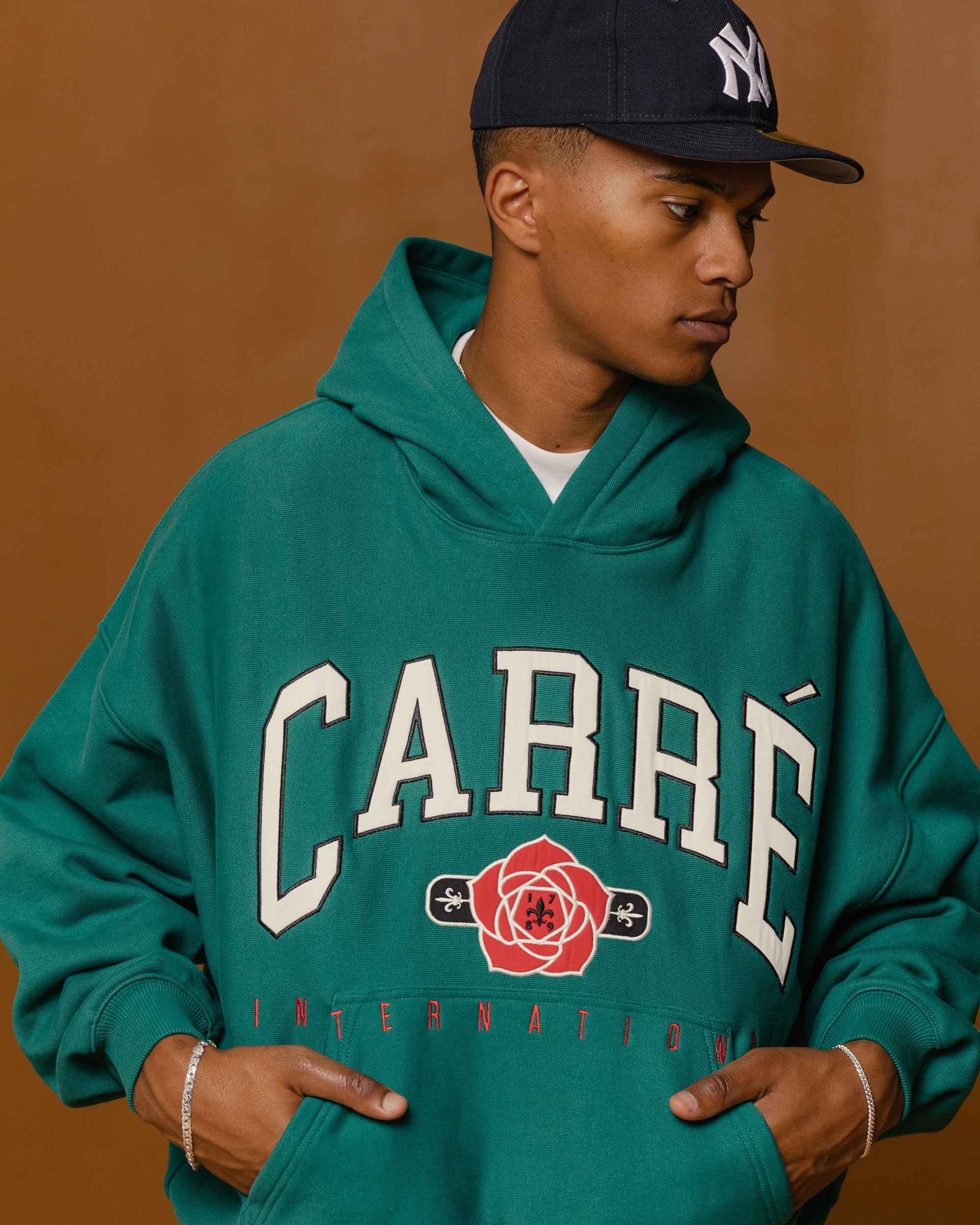 Carre Rose International Oversized Hoodie Dark Teal Efficient Protection Daily Use