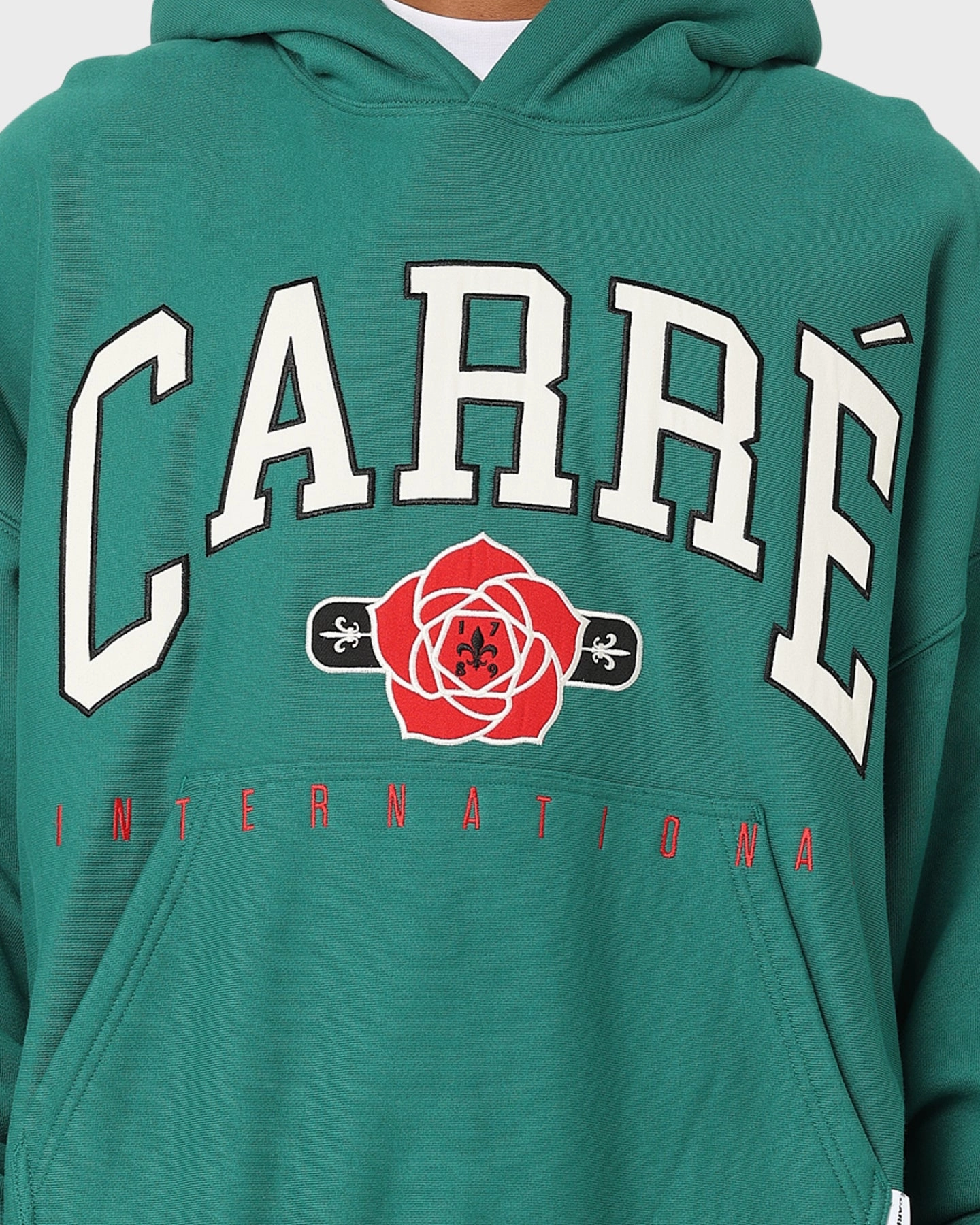 slim Static Resistant Carre Rose International Oversized Hoodie Dark Teal