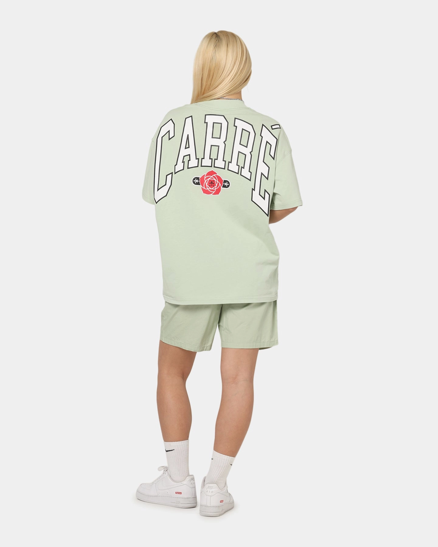 Carre Rose Oversized T-Shirt Sage Circular Knit Construction
