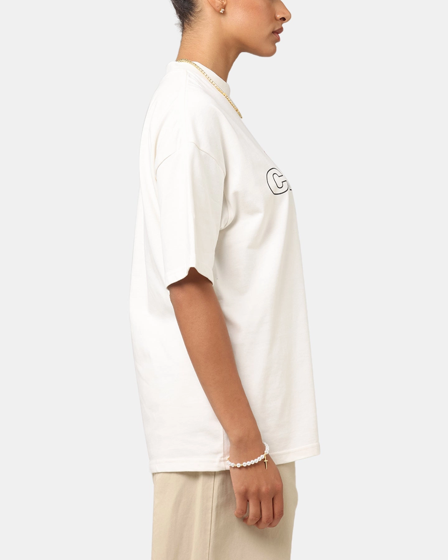 Taped Neckline Layering Options Carre Rosebud Mock Neck T-Shirt Off White