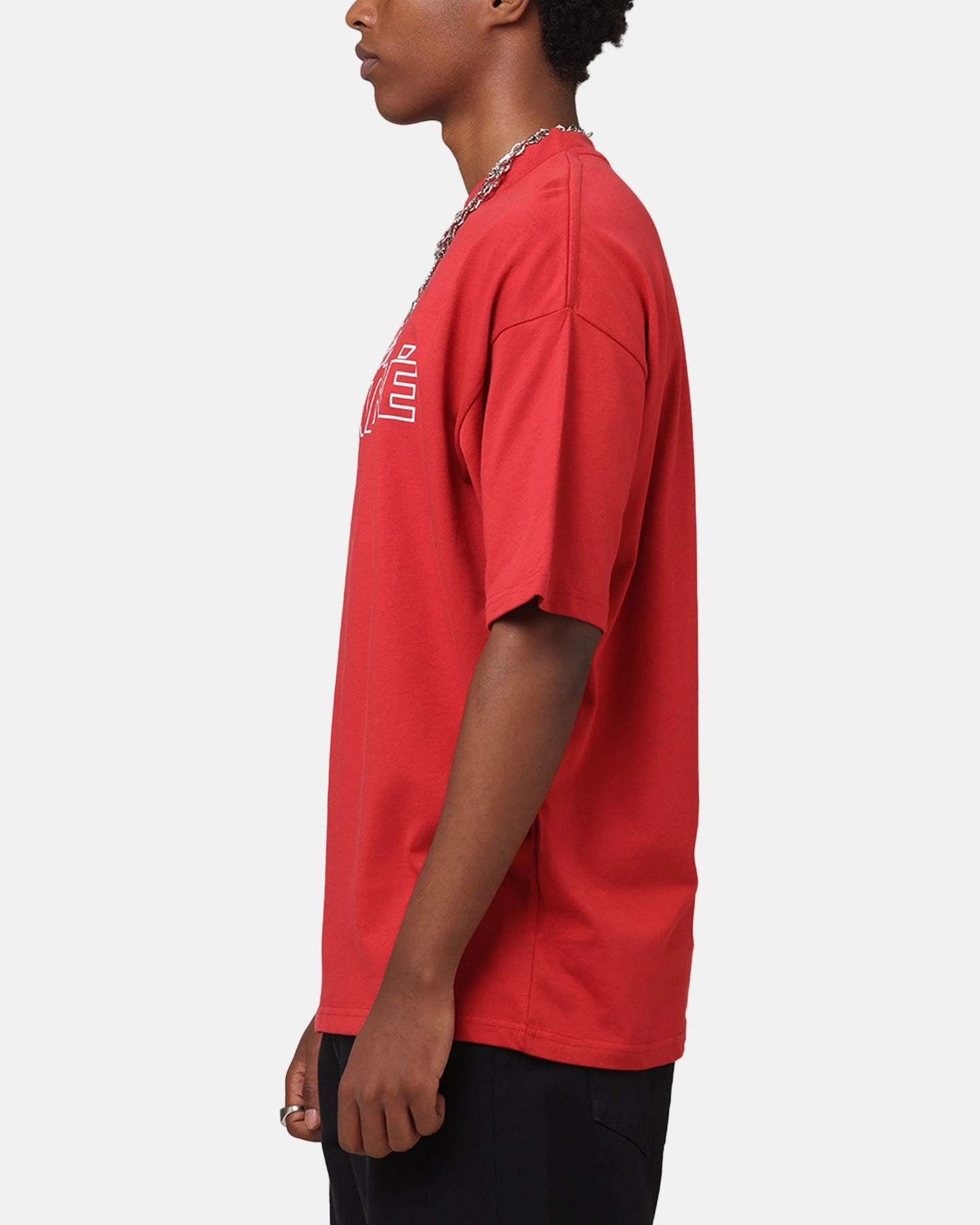 Carre Rosebud Mock Neck T-Shirt Red TexturedWeavePattern HeatResistantMaterial