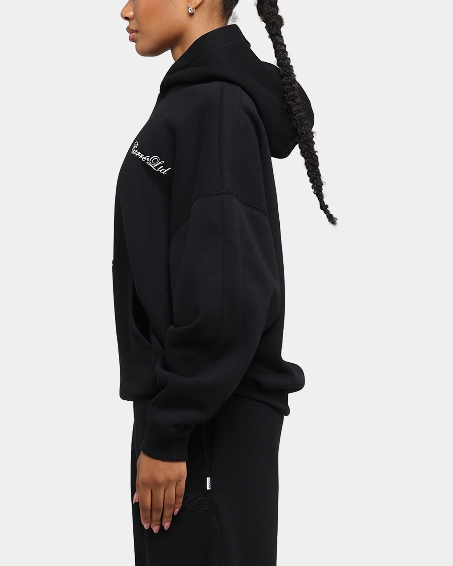 Carre Rosebud Oversized Hoodie Black MultiPocket Design Dual Zip Functionality