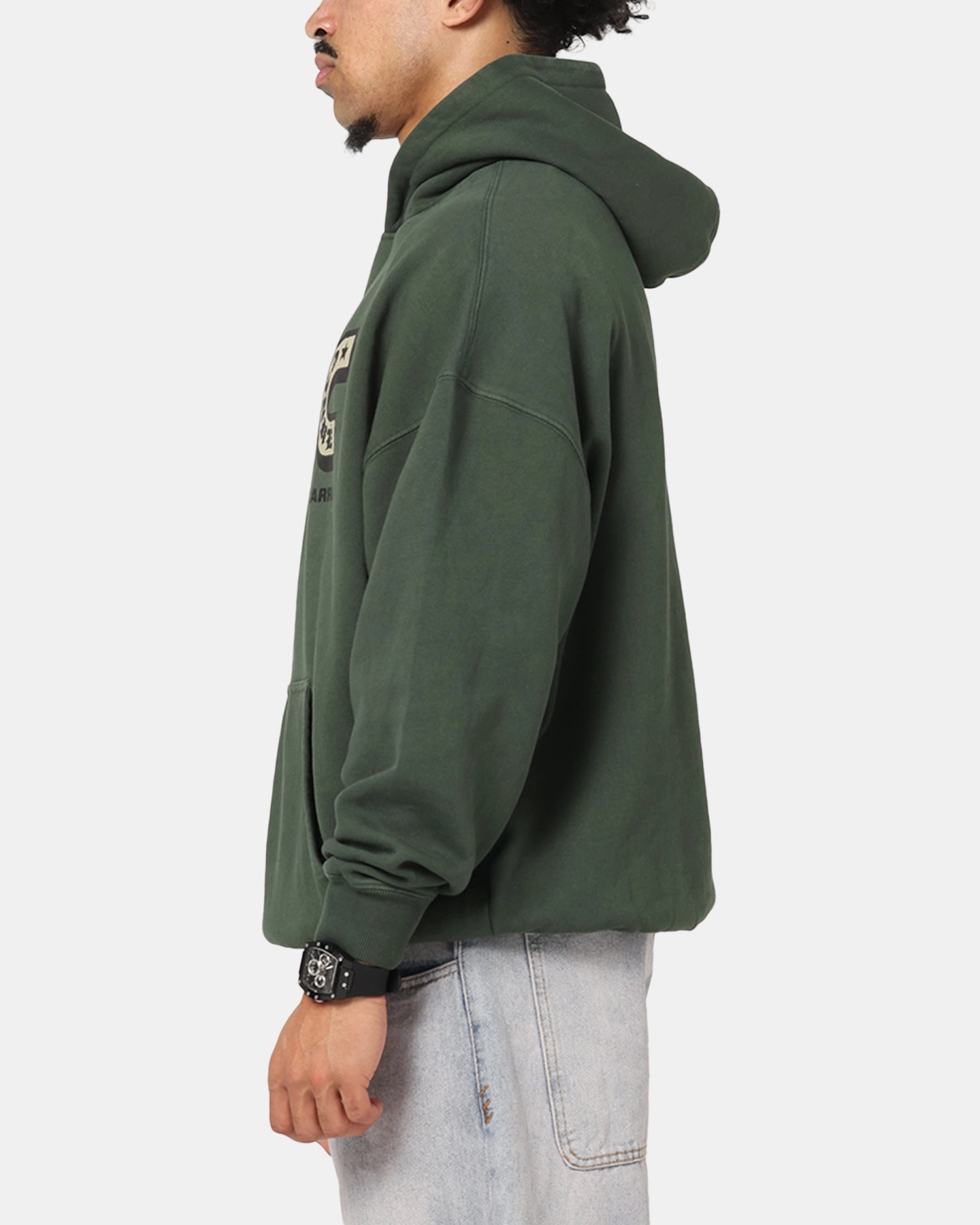 Non Binding Waistband Carre Sacred Letter Hoodie Green