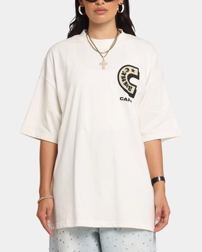 EcoFriendlyDyes Carre Sacred Letter Mock Neck T-Shirt Off White