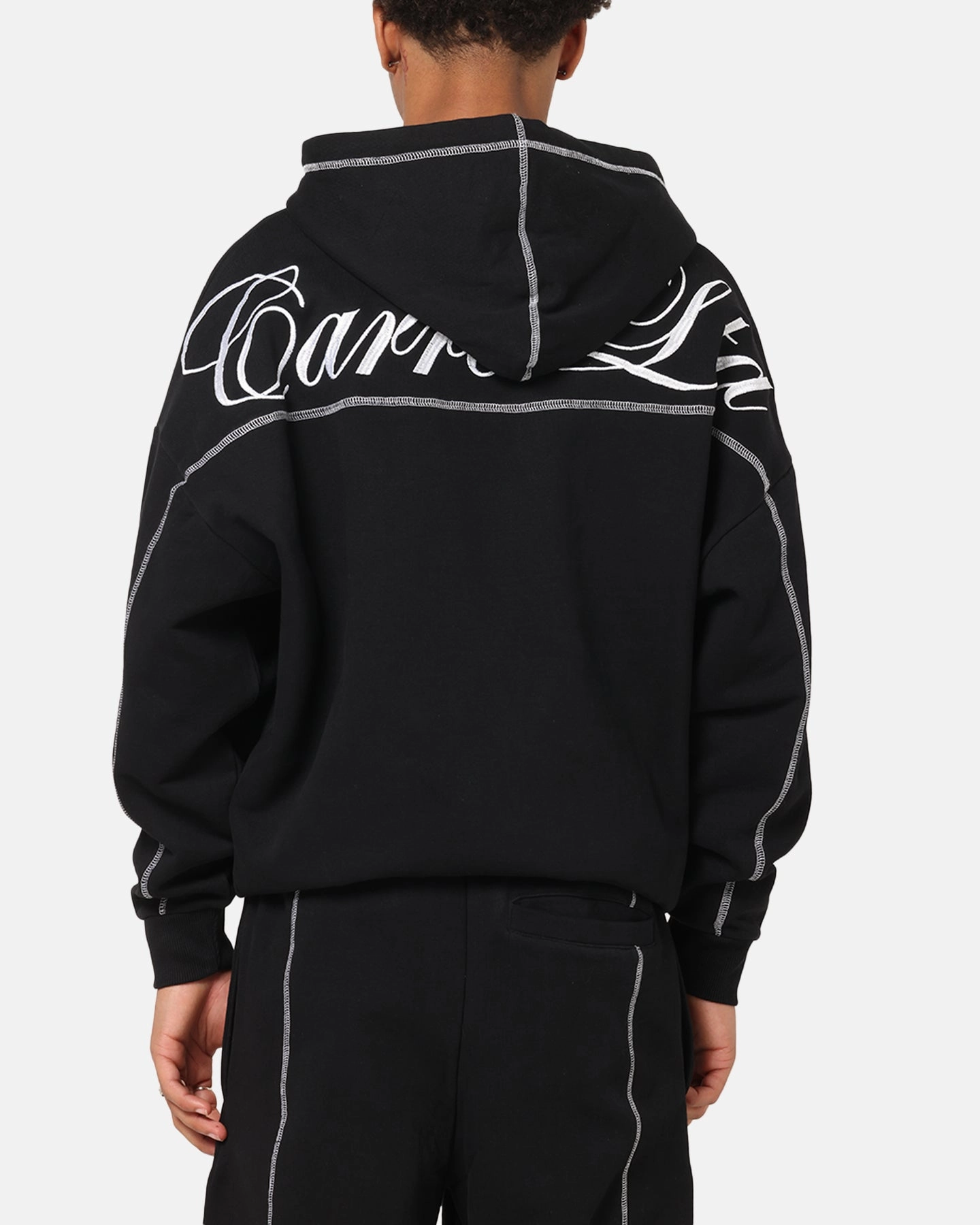 Carre Script Hoodie Black Fashion - forward Body Mapping Technology