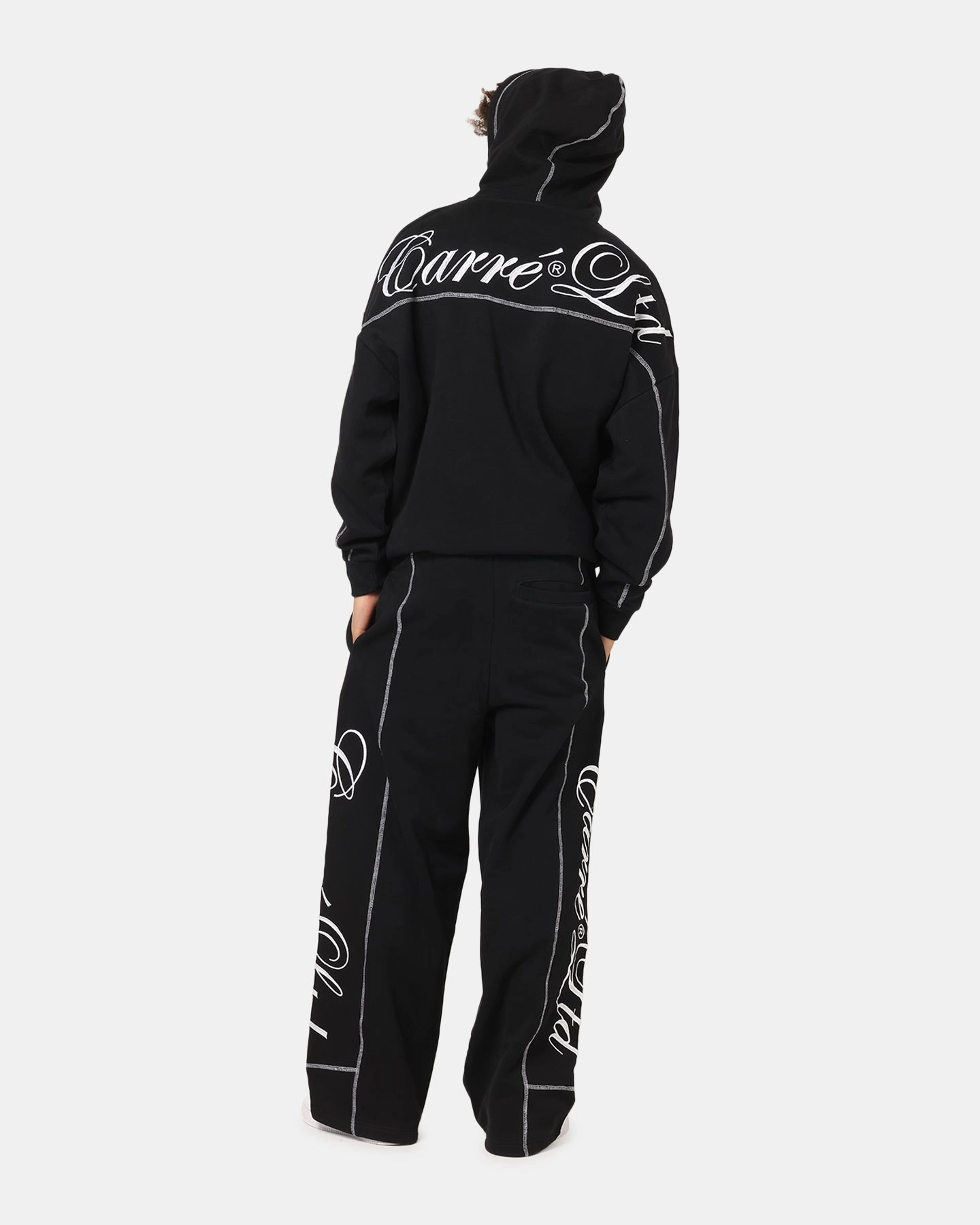 Carre Script Hoodie Black Thumbhole Cuffs 4 Way Stretch
