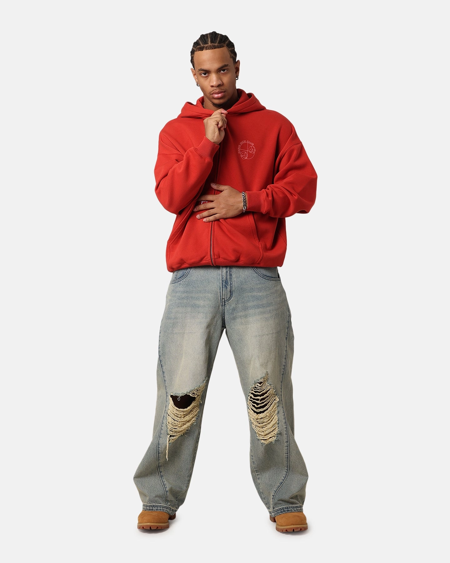 Carre Shoot Out Full Zip Hoodie Red HighCollar Design
