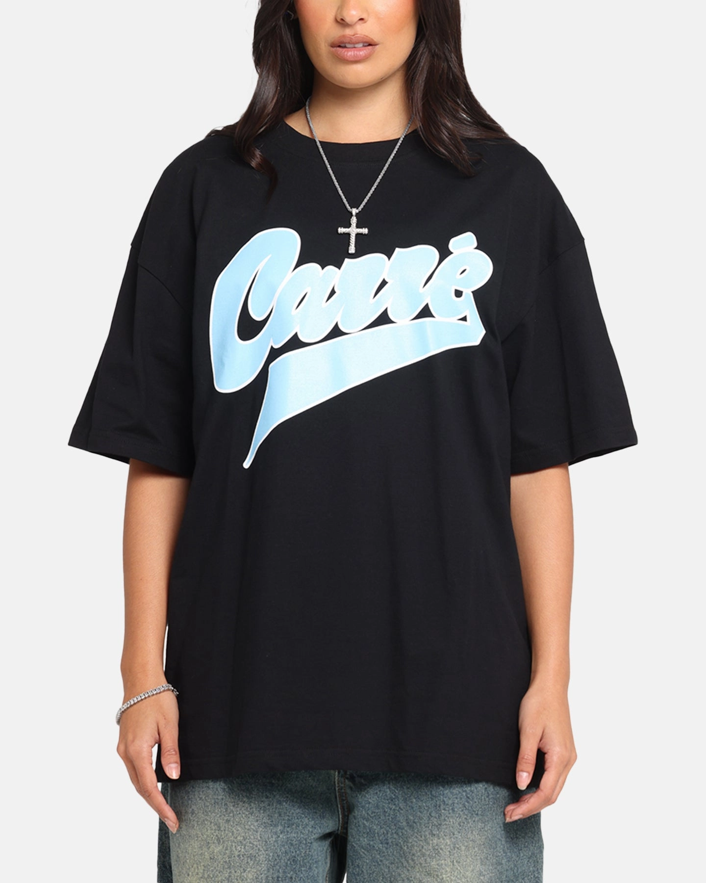 On-the-Go Fashion Carre Slugger Script T-Shirt Black