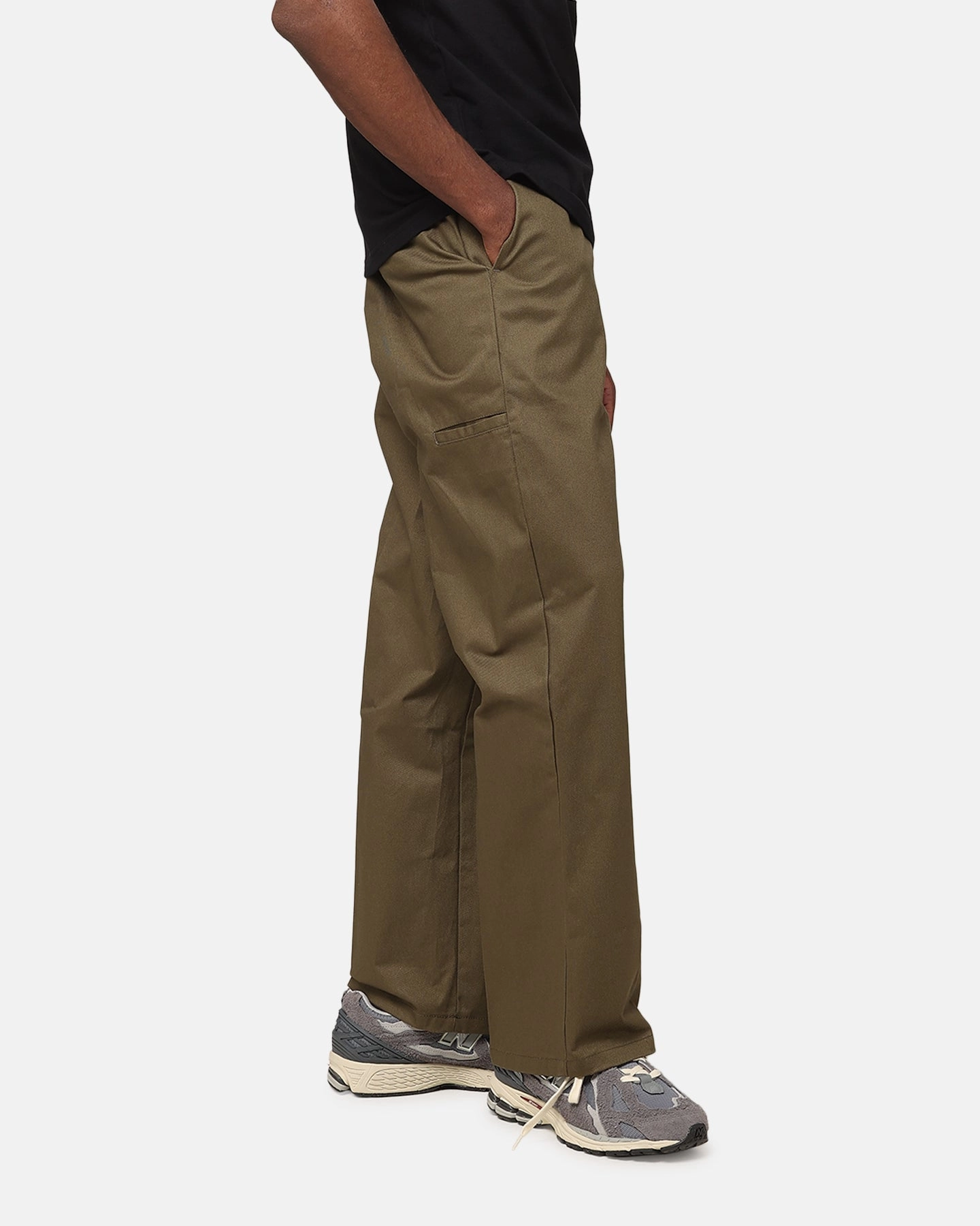 Perfect Shape Comfortable Waistband Carre Studio Baggy Pants Khaki