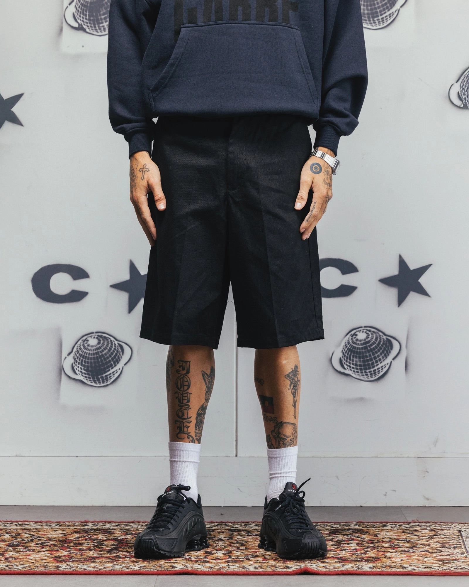 Moisture Management System Clean Mood Carre Studio Baggy Shorts Black