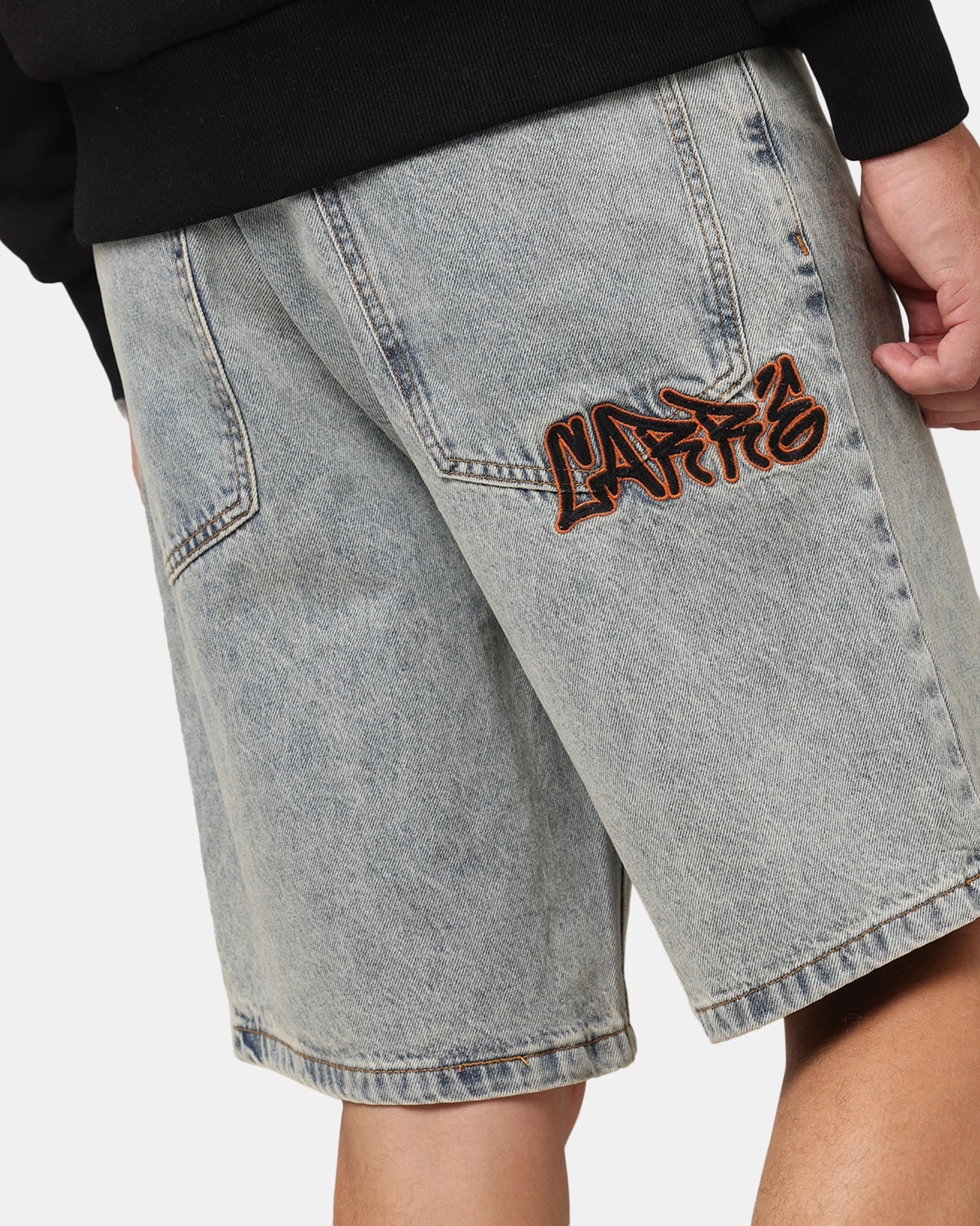 Carre Subway Jorts Dirty Blue Breathable fabric construction Layered Hem Detail