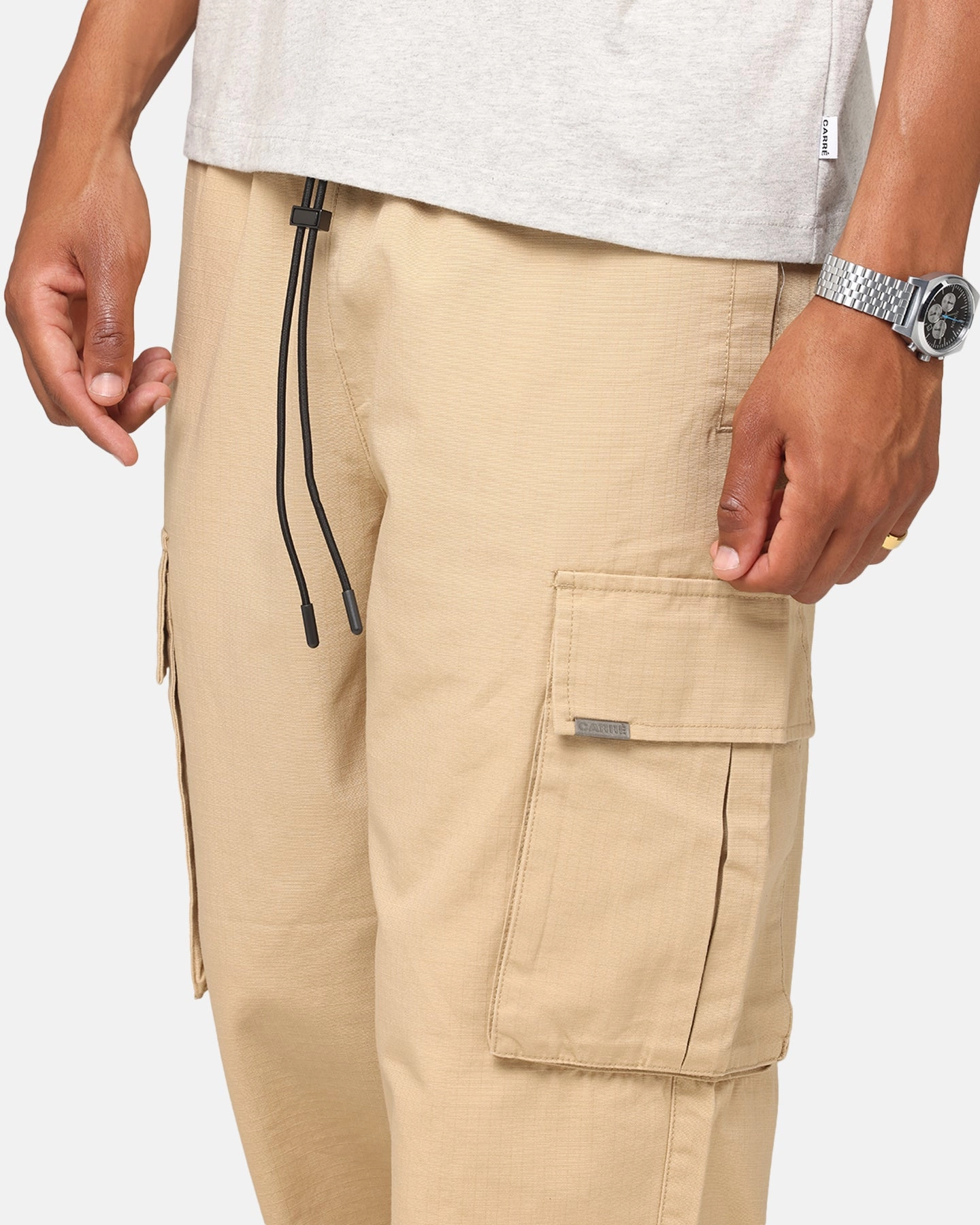 Stain Resistant Weave Stretch Fit Wear Carre Superior Cargo Joggers Tan