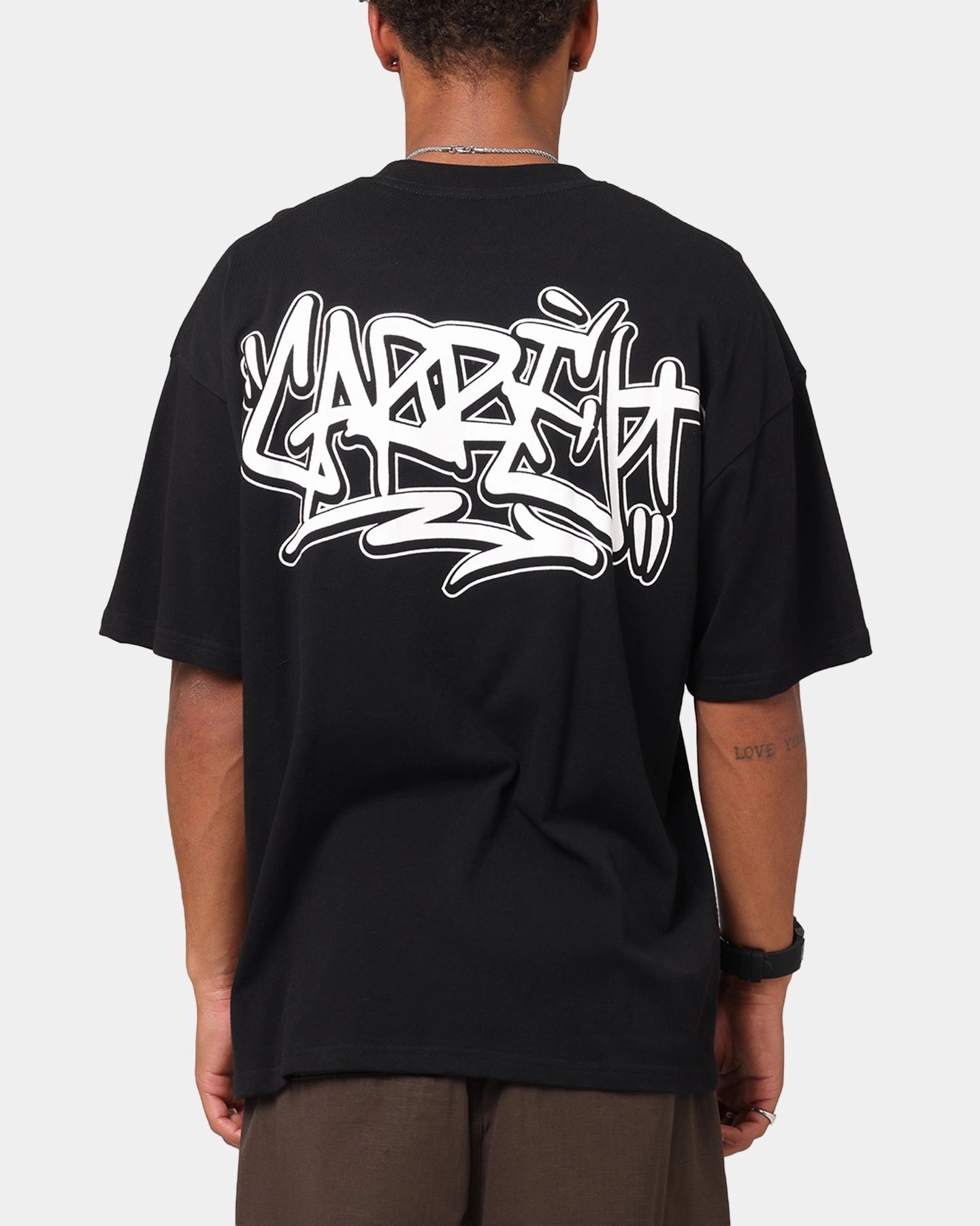 Carre Tagged Drop Shoulder T-Shirt Black Oversized Fit