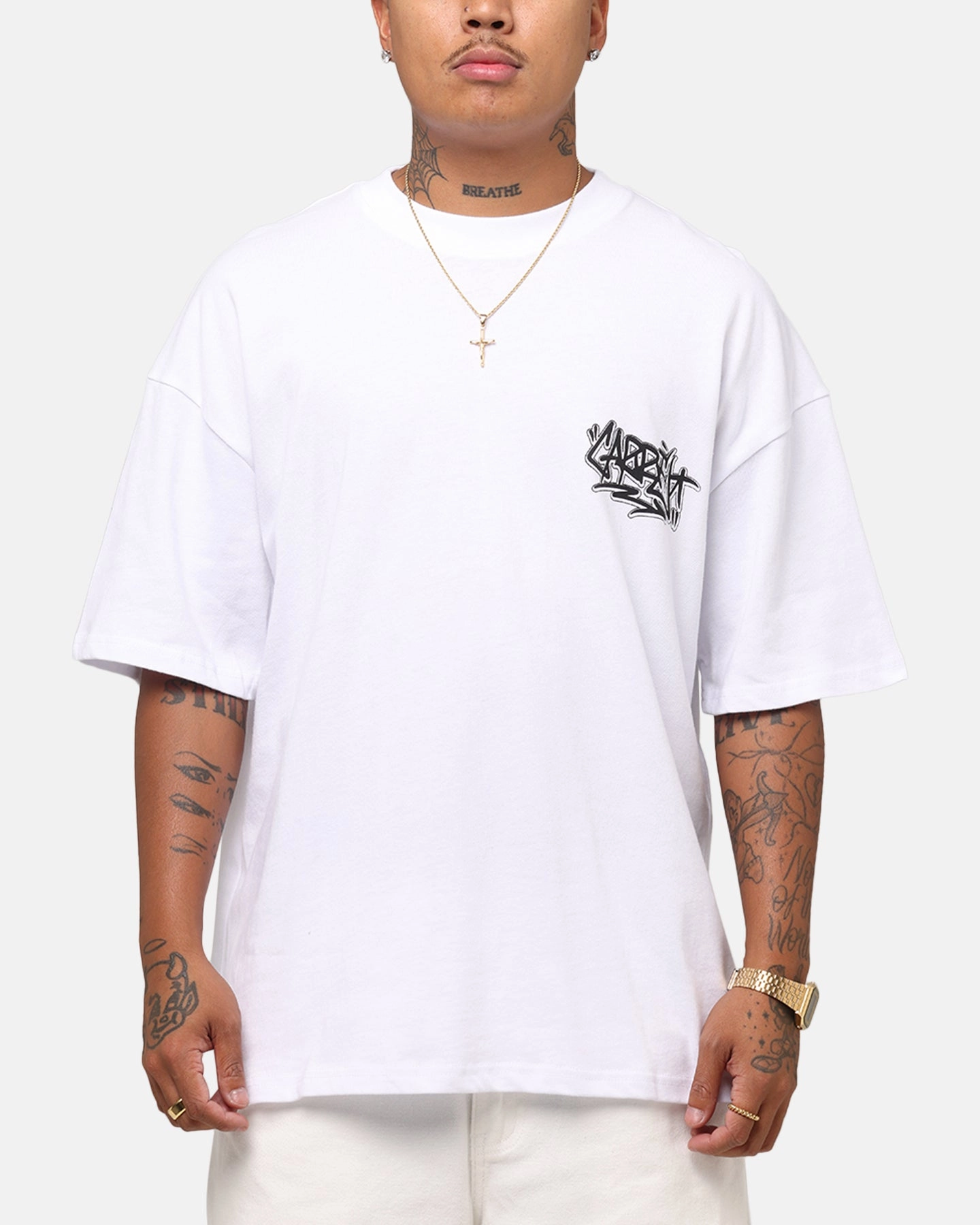 yoga clothing Carre Tagged Drop Shoulder T-Shirt White