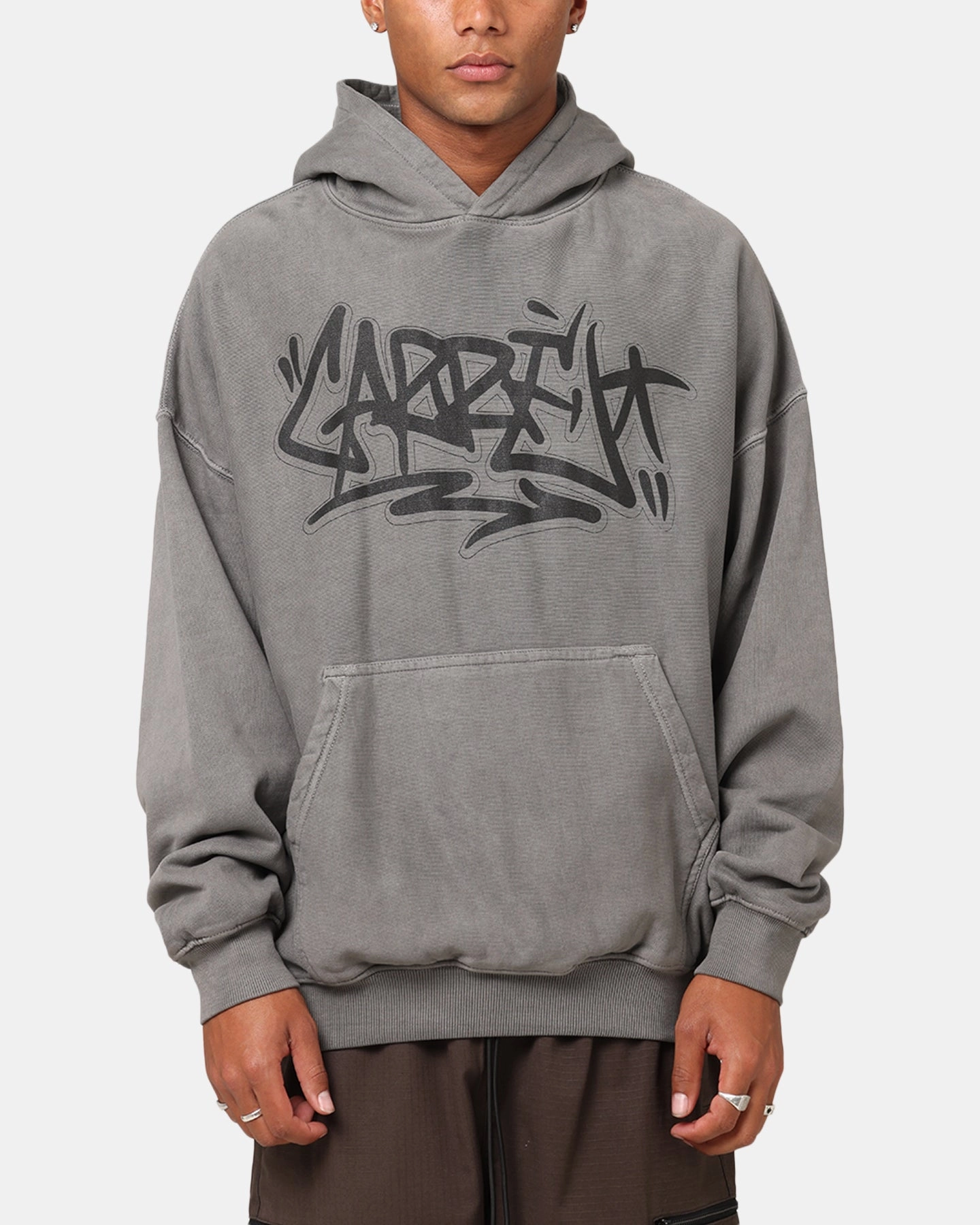 Fray Resistant Finish museum Carre Tagged Hoodie Washed Charcoal