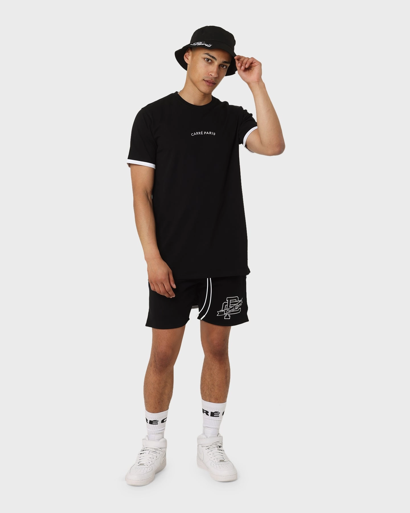 Carre Team Paris Sweat Shorts Black Quick Release Fasteners Modern Design