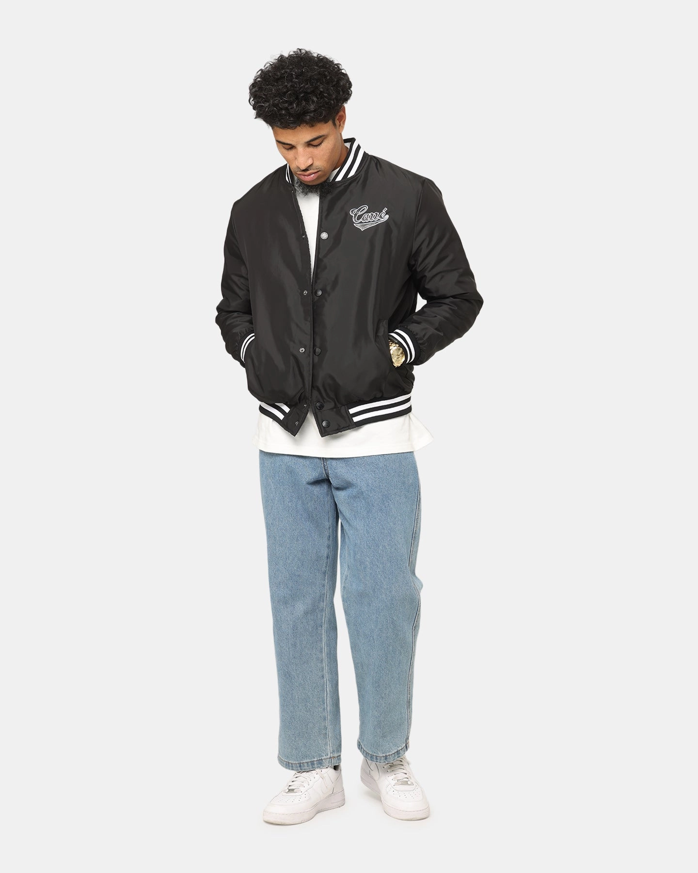 Light Function Carre Team Puffer Varsity Jacket Black/White