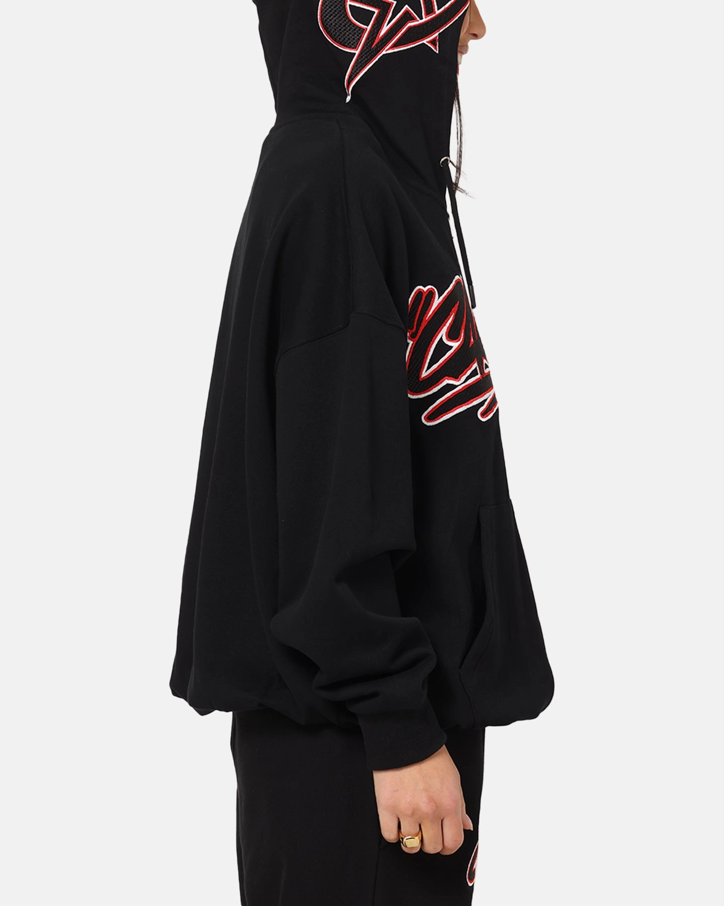 Sale Double layer fabric Carre Terrace Zip Hoodie Black