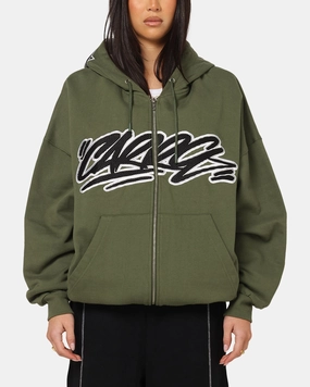 Carre Terrace Zip Hoodie Olive Practical Layer dry-cleanable