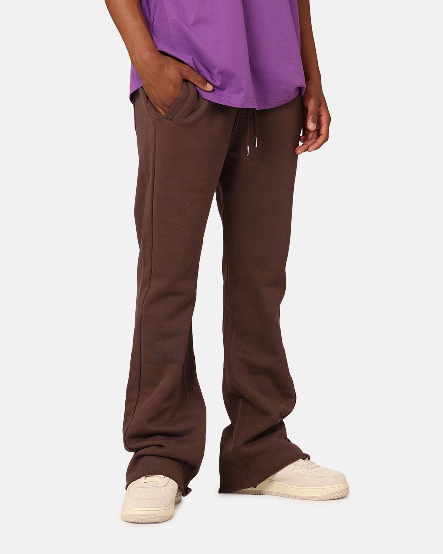 Stretchable Design Carre Trainer Pants Brown