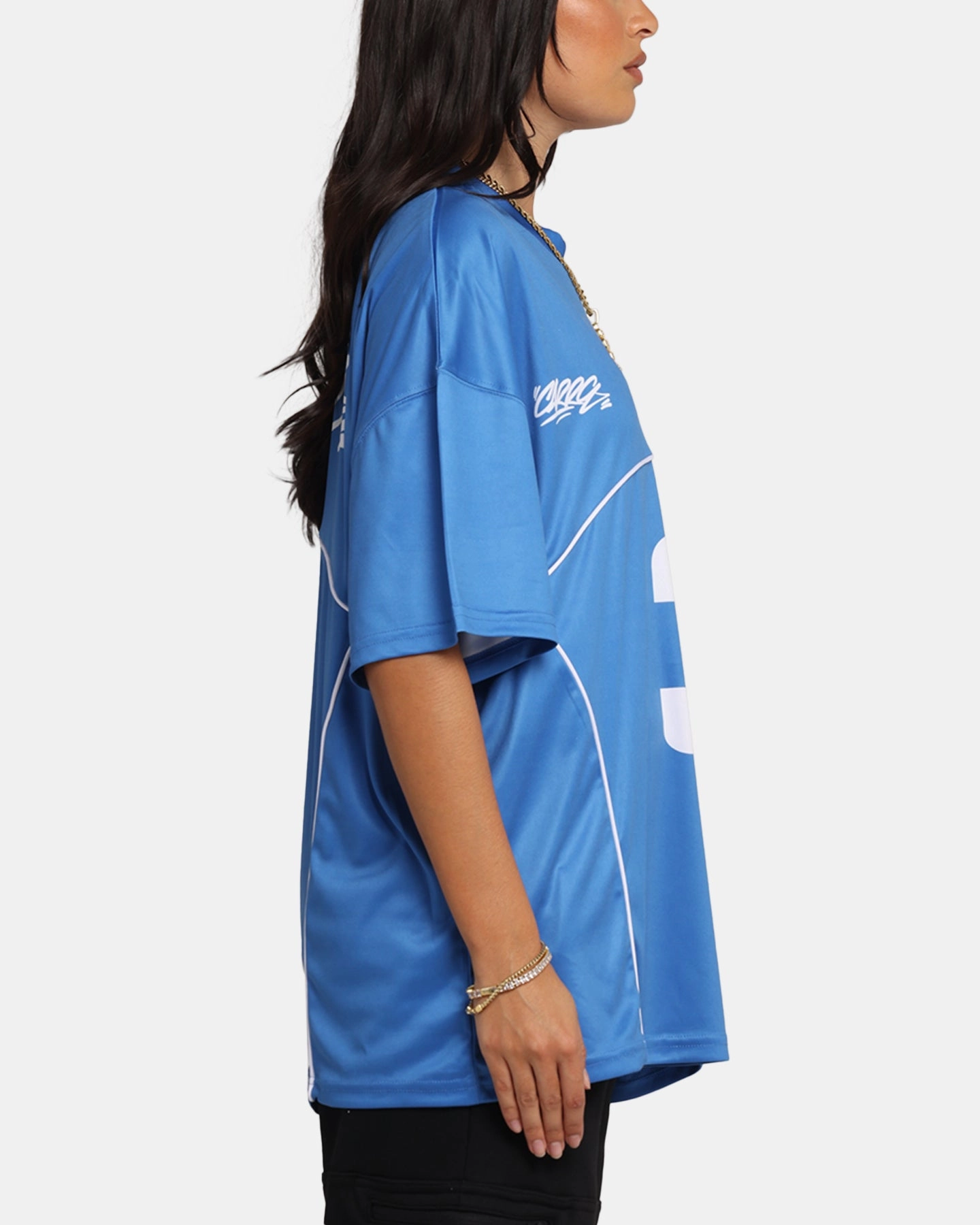Carre Trainer T-Shirt Blue PreShrunkCotton Oversized Silhouette