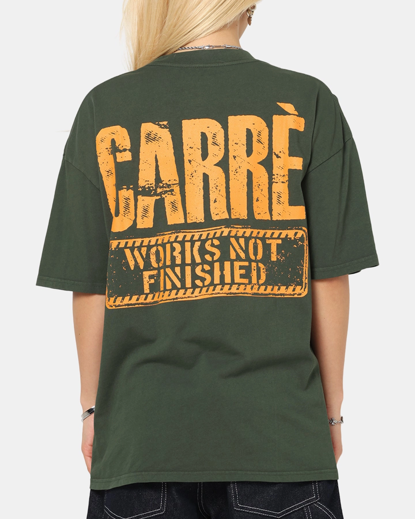 Heathered Texture Garment Dyed Technique Carre Trenches T-Shirt Pine Green