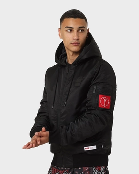 Carre Ultilitaire Hooded Bomber Jacket Black Weatherproof Shell Casual Outdoor Wear