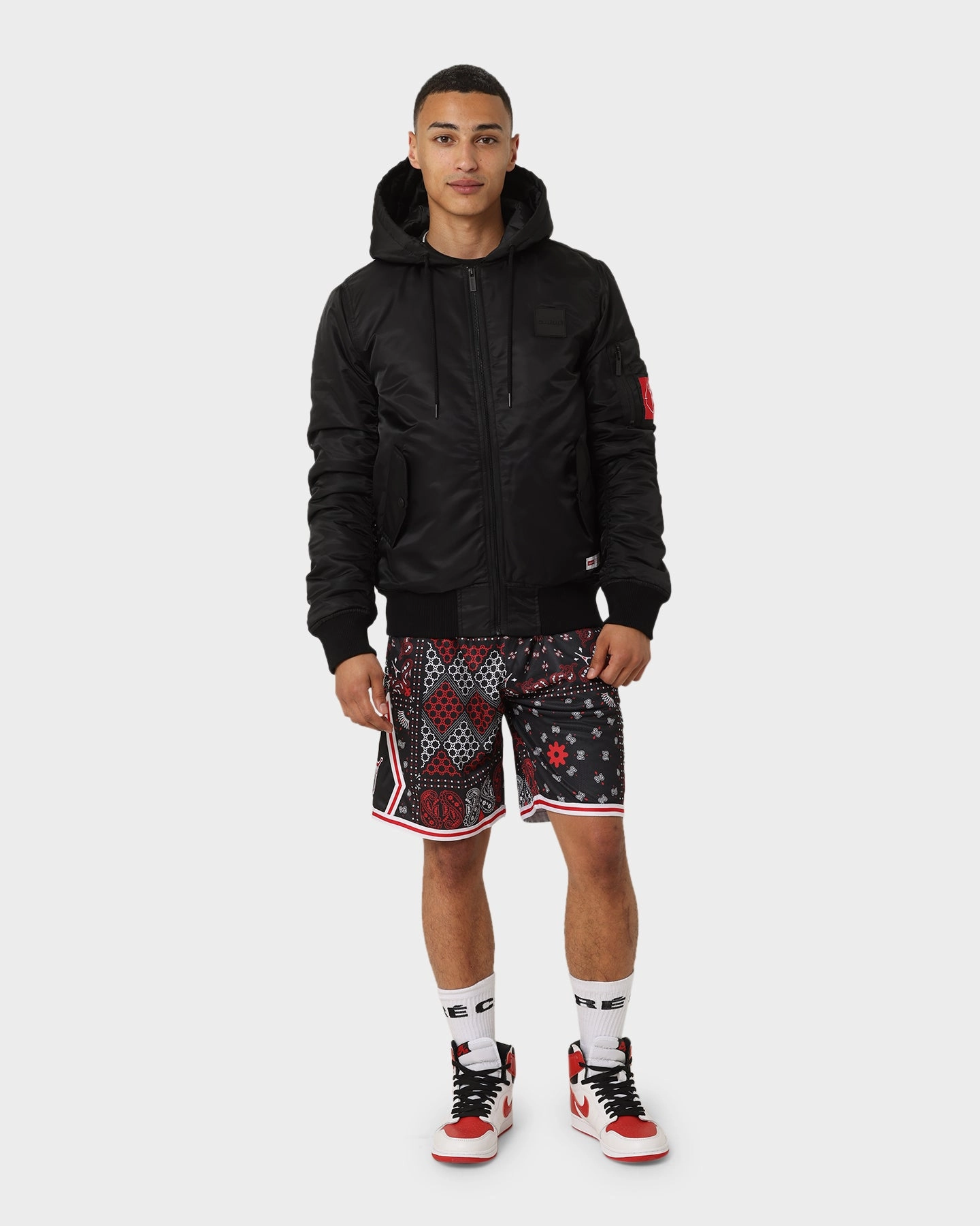 Carre Ultilitaire Hooded Bomber Jacket Black Regular Fit