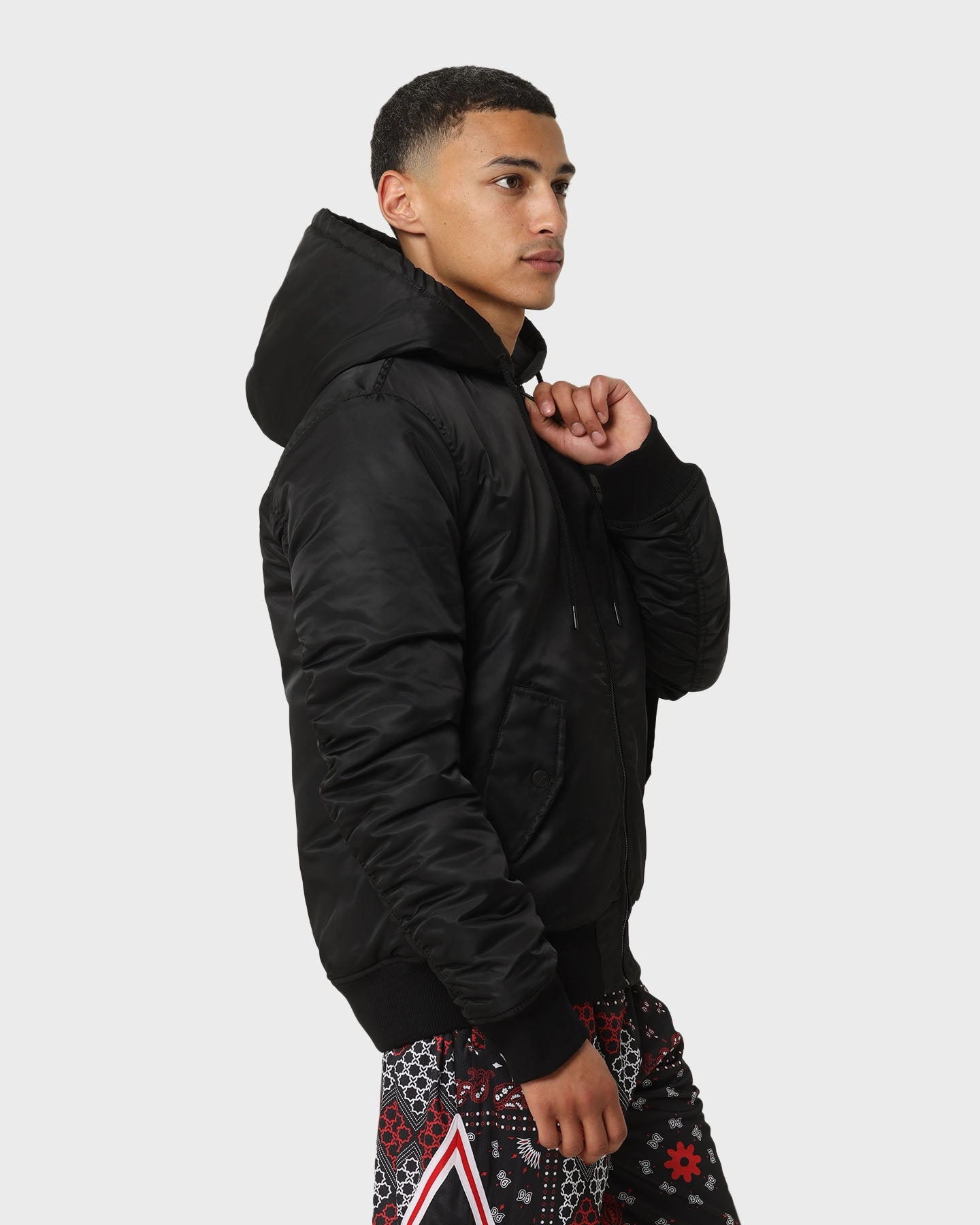 Ergonomic Fit Quick Dry Technology Carre Ultilitaire Hooded Bomber Jacket Black