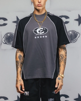 Carre Vortex Panelled T-Shirt Grey/Black dry cleanable Chilly Day Wear