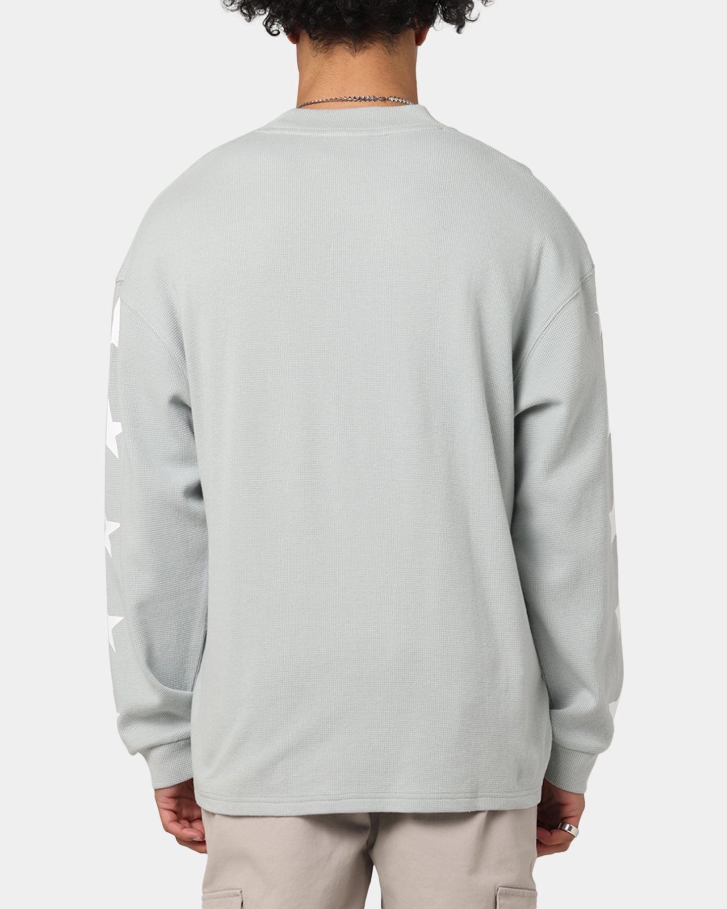 Non Toxic Printing Carre Waffle Workwear Long Sleeve T-Shirt Grey