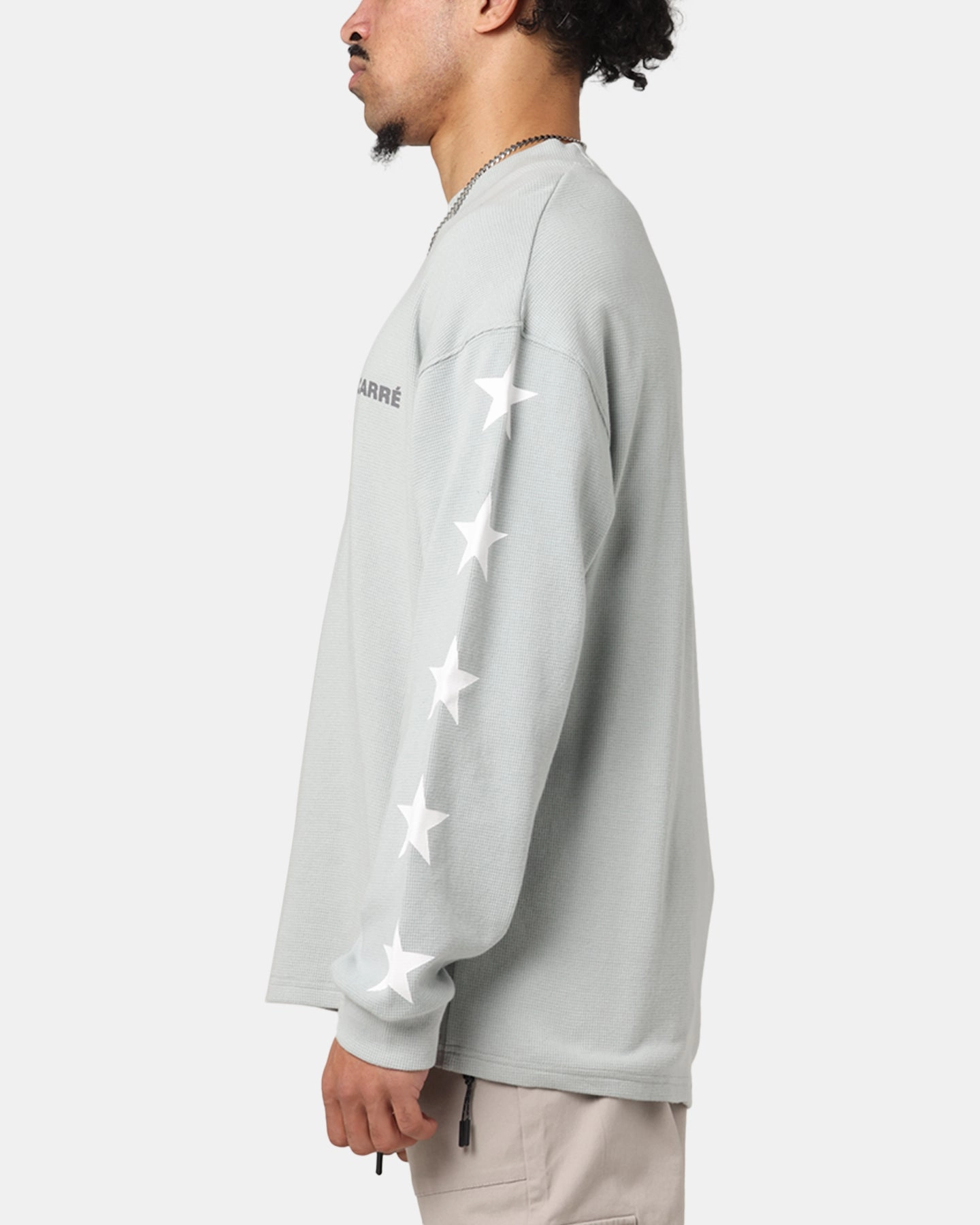Carre Waffle Workwear Long Sleeve T-Shirt Grey Versatile Layering Soft Cotton Feel