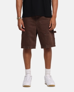 Comfortable Stretch Leather Look Carre Weatherwear Carpenter Jorts Dark Brown