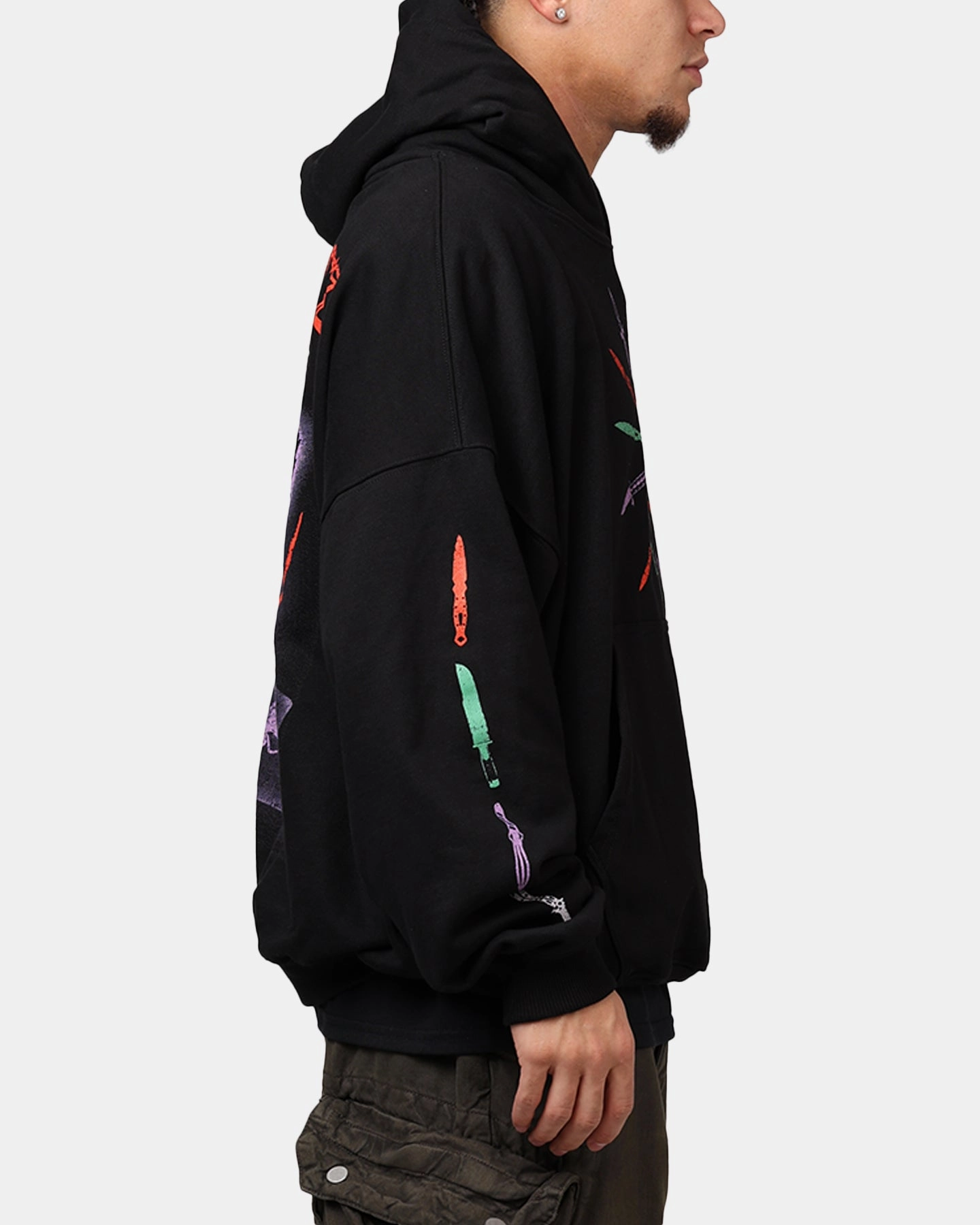 Ribbed Knit Cuffs American Thrift X DC Batman The Joker Scars Premium Hoodie Black