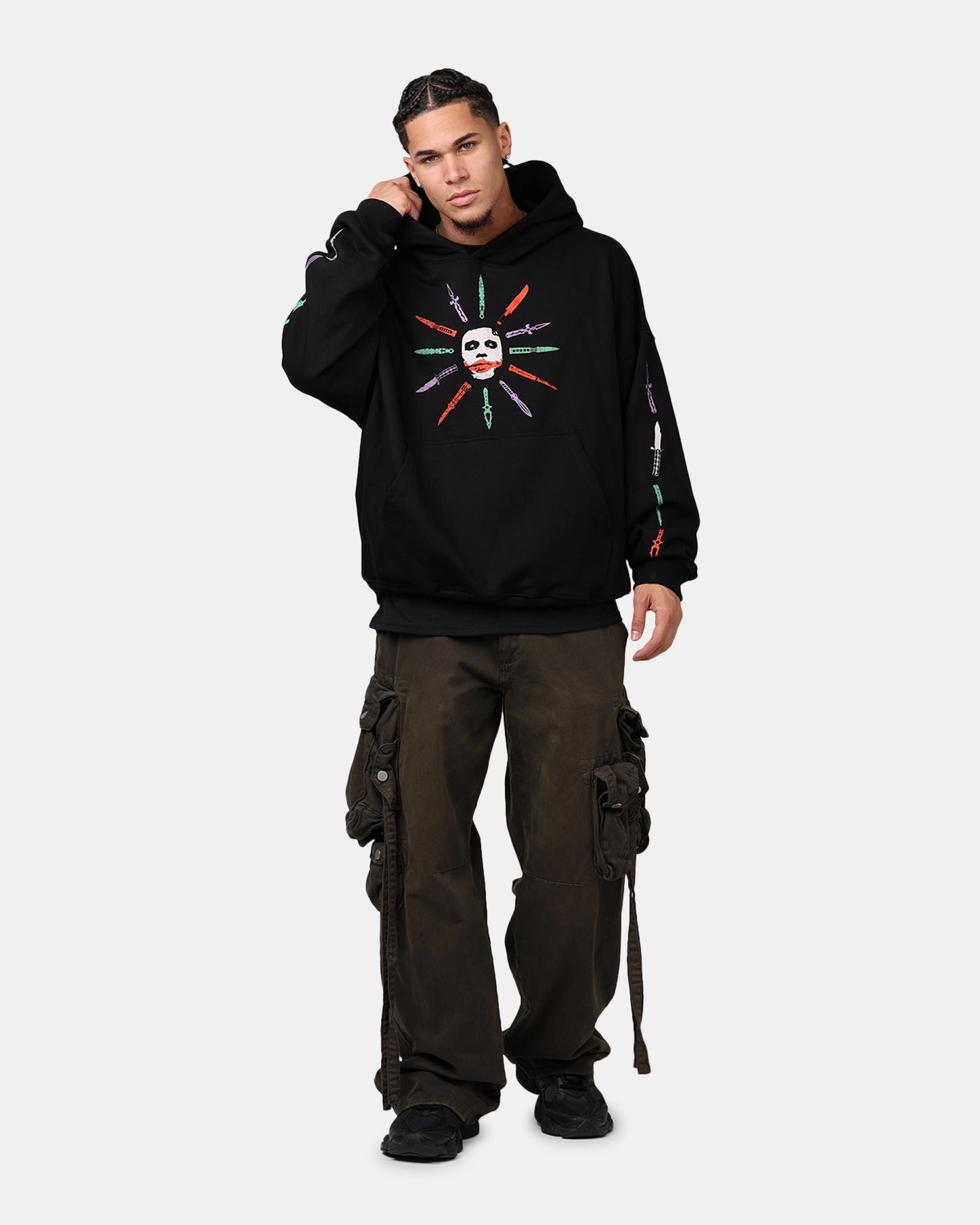 multi-color Casual Outdoor Layer American Thrift X DC Batman The Joker Scars Premium Hoodie Black